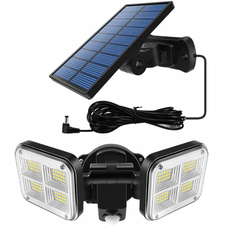 LAMPA SOLARNA CZUJNIK RUCHU ZMIERZCHU 2 REFLEKTORY ZEWNĘTRZNA OSOBNY SOLAR