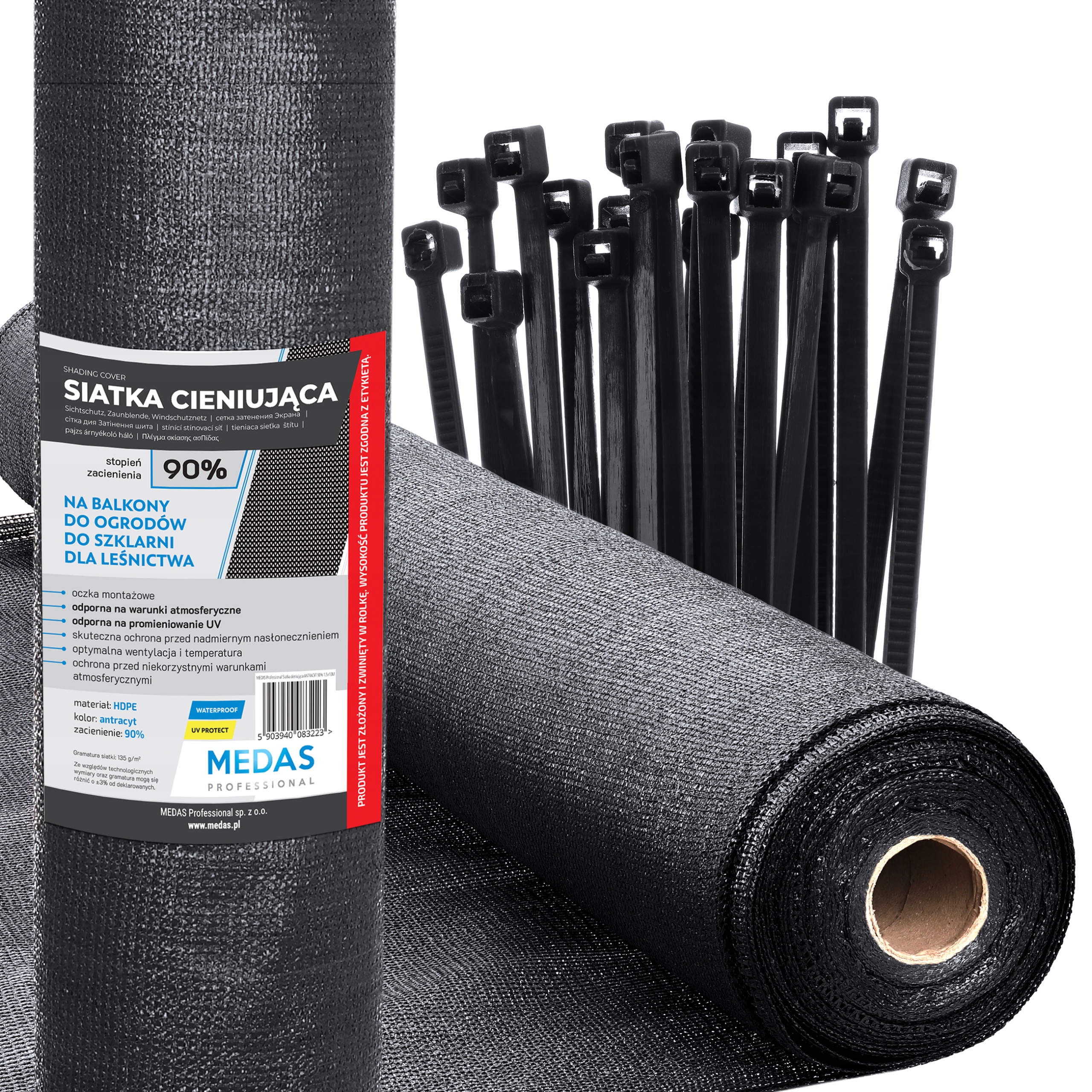 Siatka Cieniująca 1,2x50m Maskująca 90% Osłona Mata Na Ogrodzenie Płot +uv