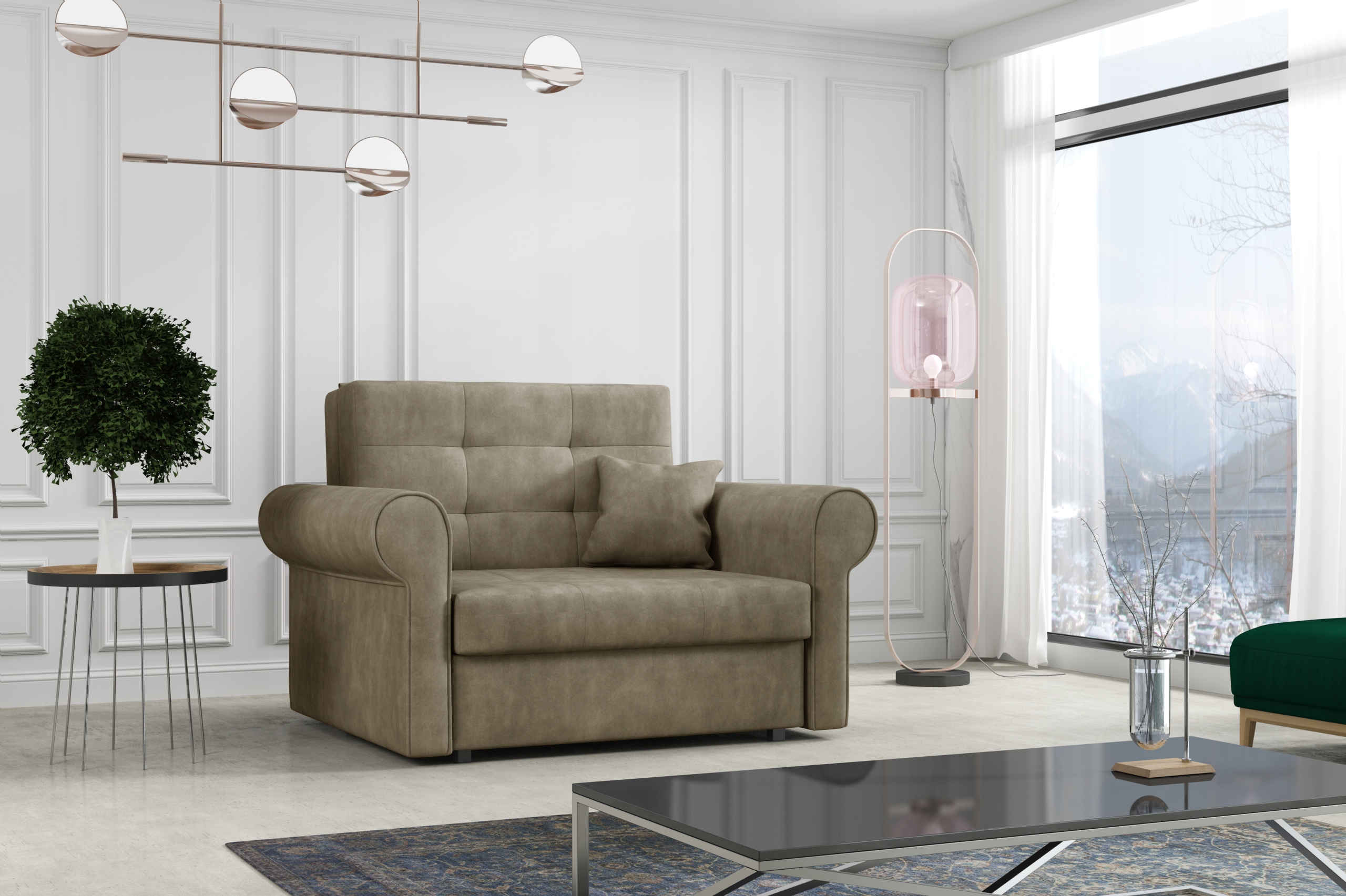 sofa VIVA I SILVER tapczanik rozkładany do przodu Długość 196 cm