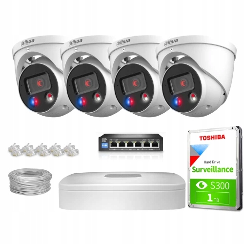 Súprava na monitorovanie Ip Dahua 4x IPC-HDW3849H-AS-PV-0280B-S5 8Mpx Analýza