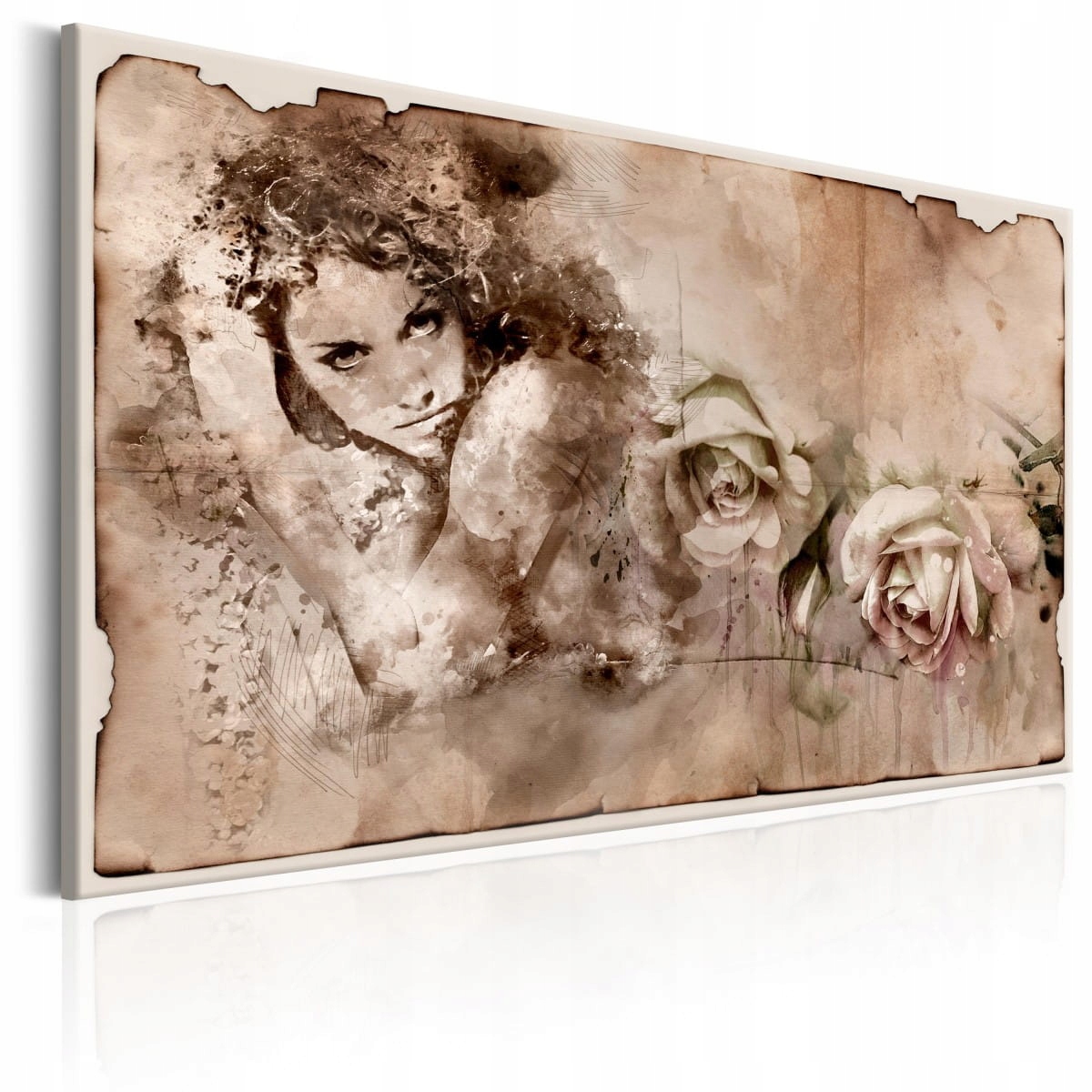 

Obraz - Styl retro: Kobieta i róże - 90X60