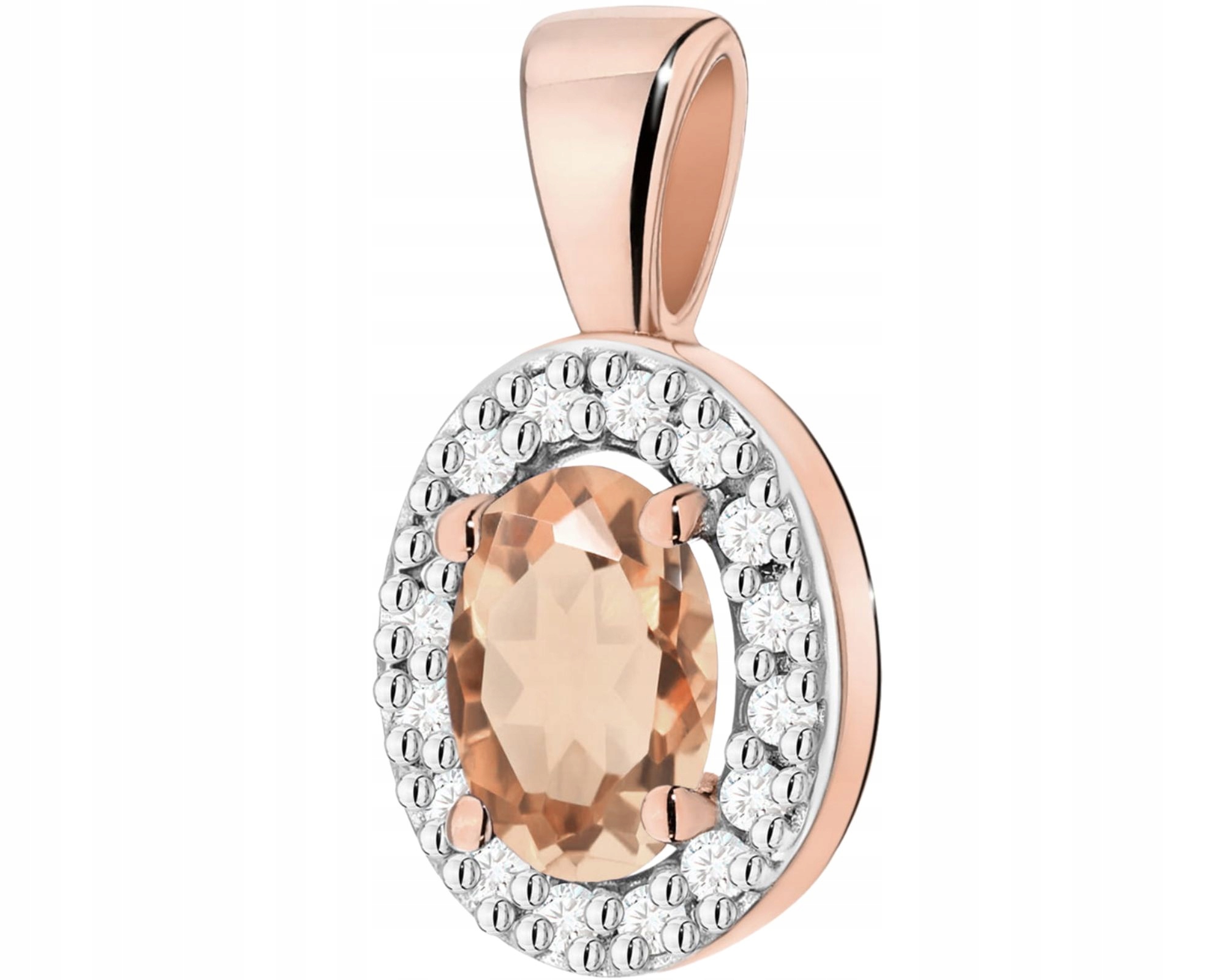 Růžové Zlato Přívěsek S Morganitem A Diamanty Zlato 585 14K Dárek