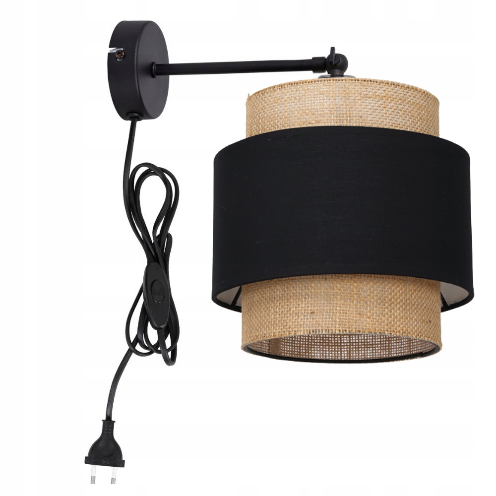 Nástěnná Lampa Jutová S Vrstvou Boho Se Zástrčkou