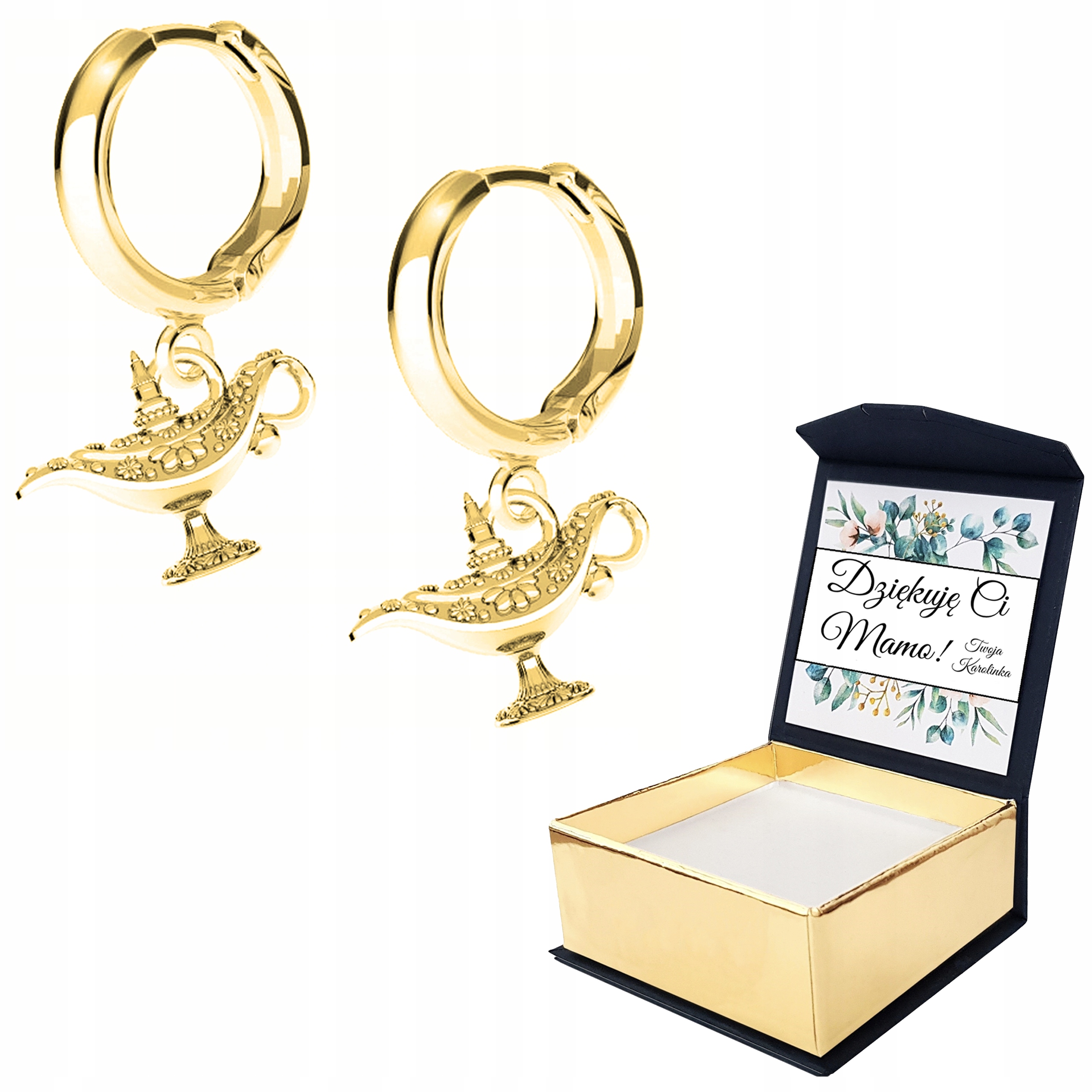 Náušnice zlaté Lampa Aladinova 925 Vlastní Potisk