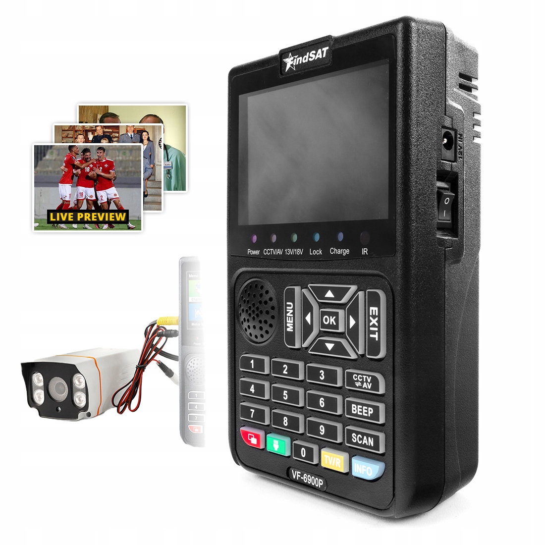 Satelitní měřič DVB-S2X FindSAT VF-6900P Pro Hd Tv kamery Ahd Cctv Av