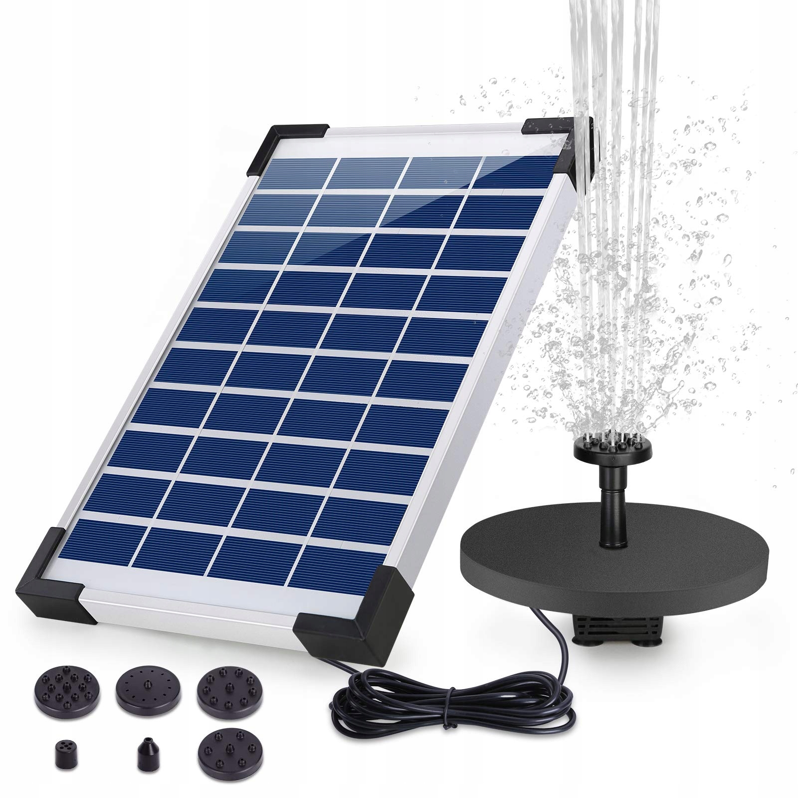 AISITIN Fontanna Solarna 5.5W Z Baterią 1500mAh Do Oczka Wodnego Ogrodu