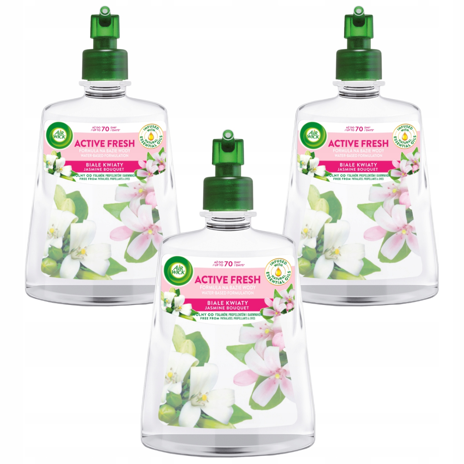 3x Air Wick Active Fresh Bílý květ osvěžovač vzduchu náplň 228 ml
