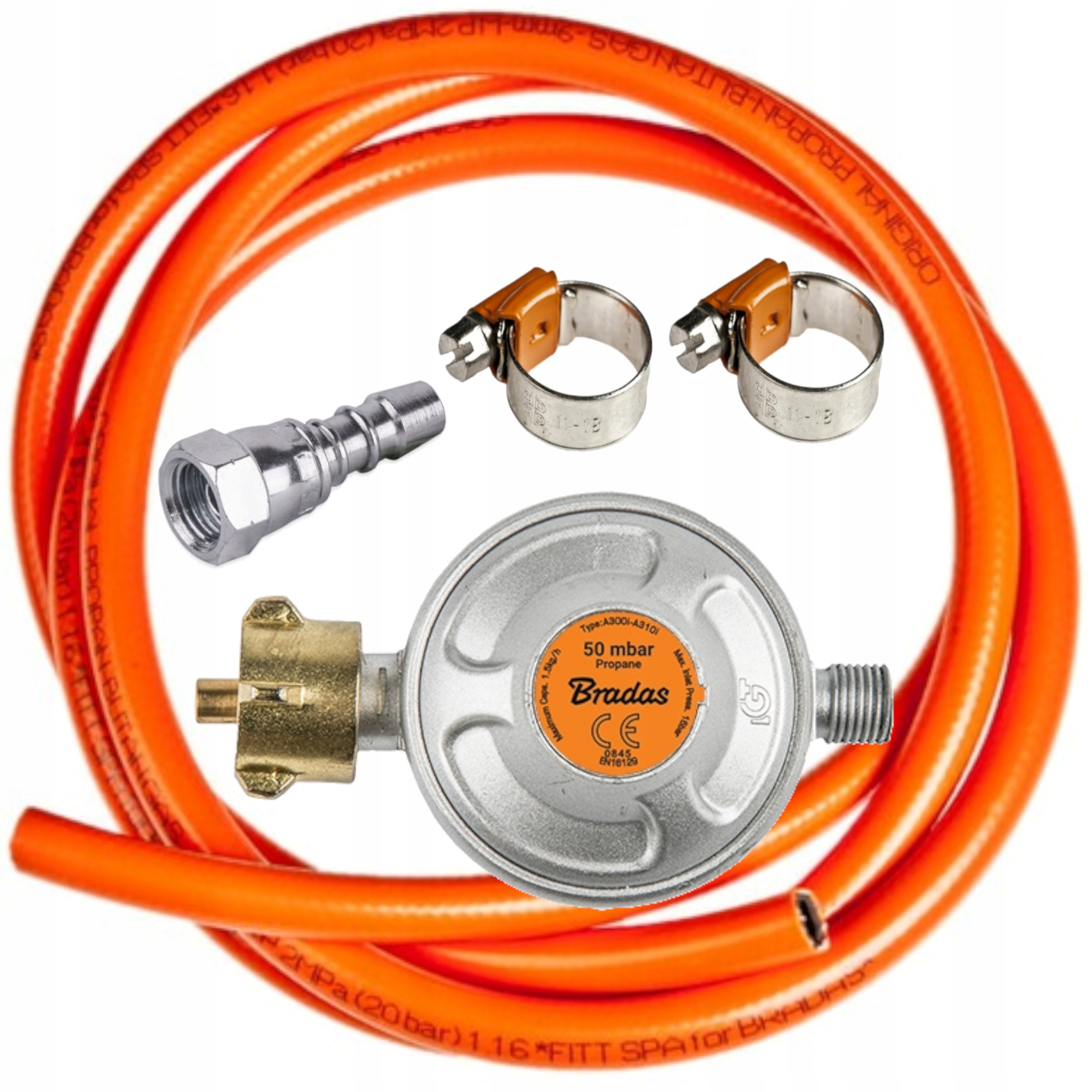 

Reduktor gazowy 50mbar złączka obrotowa wąż 2m