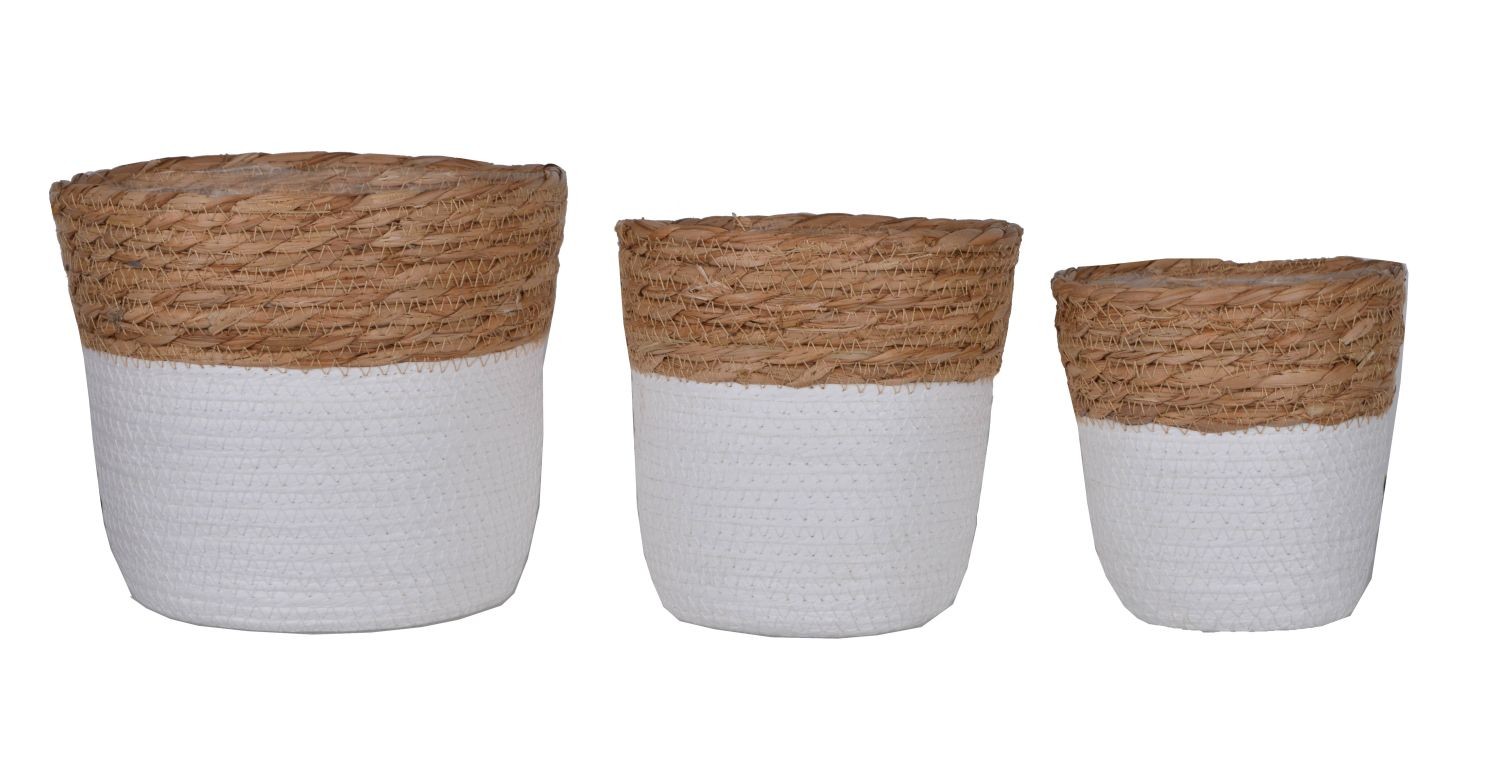 Doniczka jutowa osłonka biała beżowa KOSZ 24 cm Maks. szerokość 24 cm