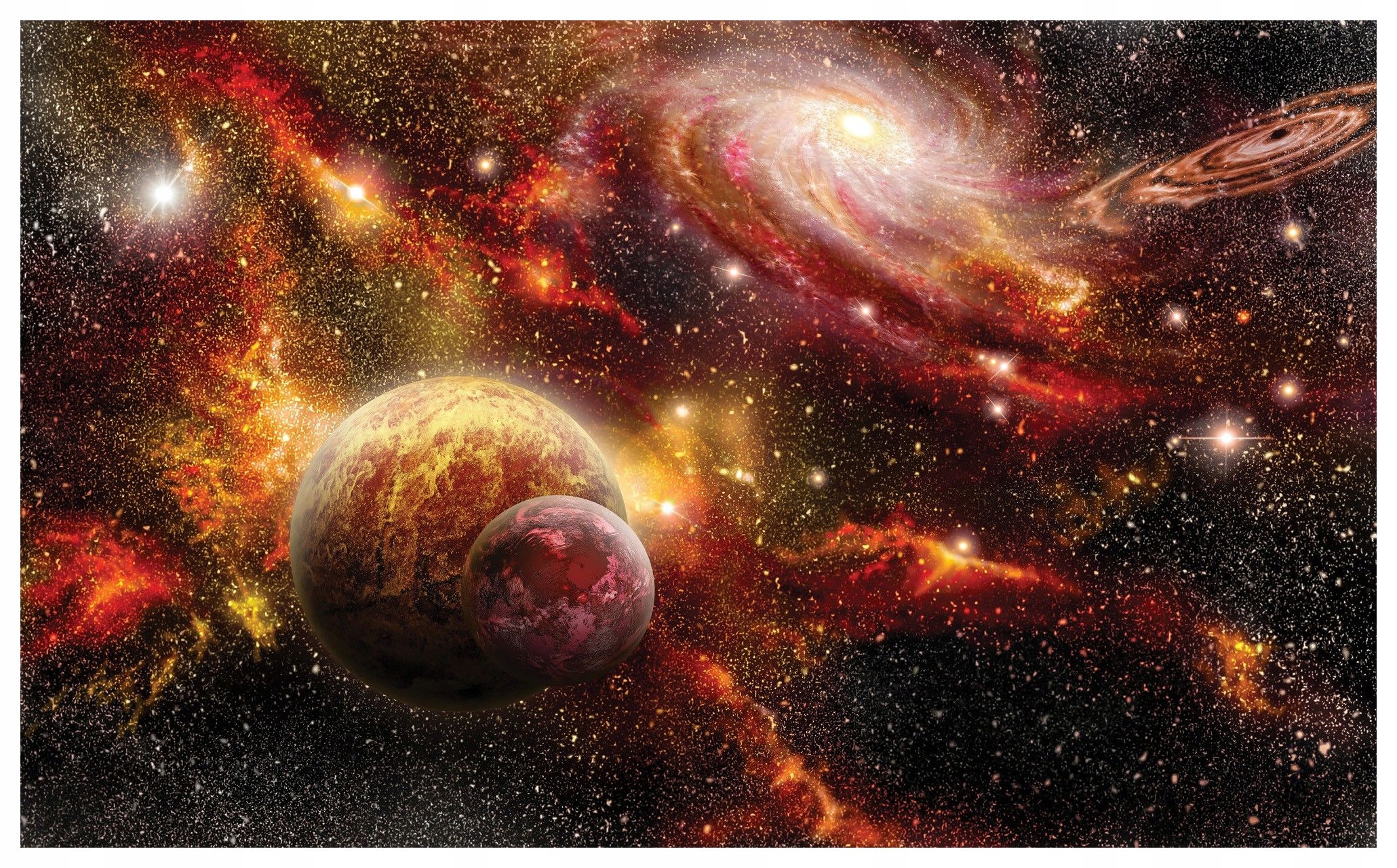 Tapeta Vesmír Galaxie Odyssea Mlhovina Hvězdy Planety Krajina 254x184