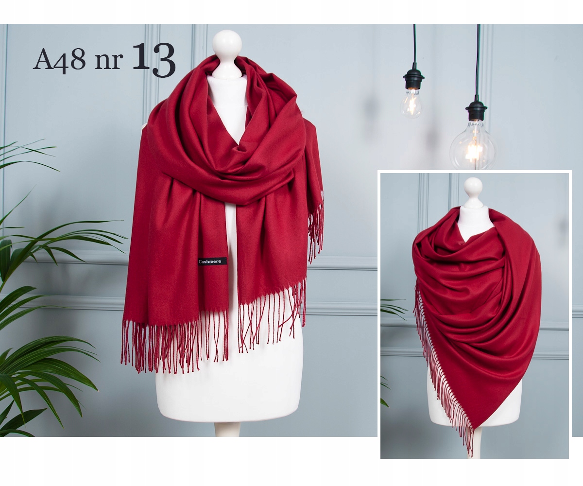 KASZMIROWY SZAL KLASYCZNY SZALIK KASZMIR PREMIUM Długość 200 cm