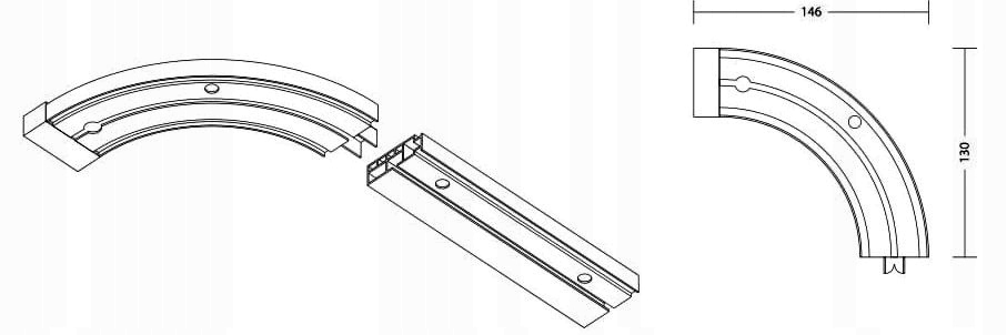 Łuk zakończeniowy do szyny pcv I 1-torowej kpl Średnica drążka Inna średnica