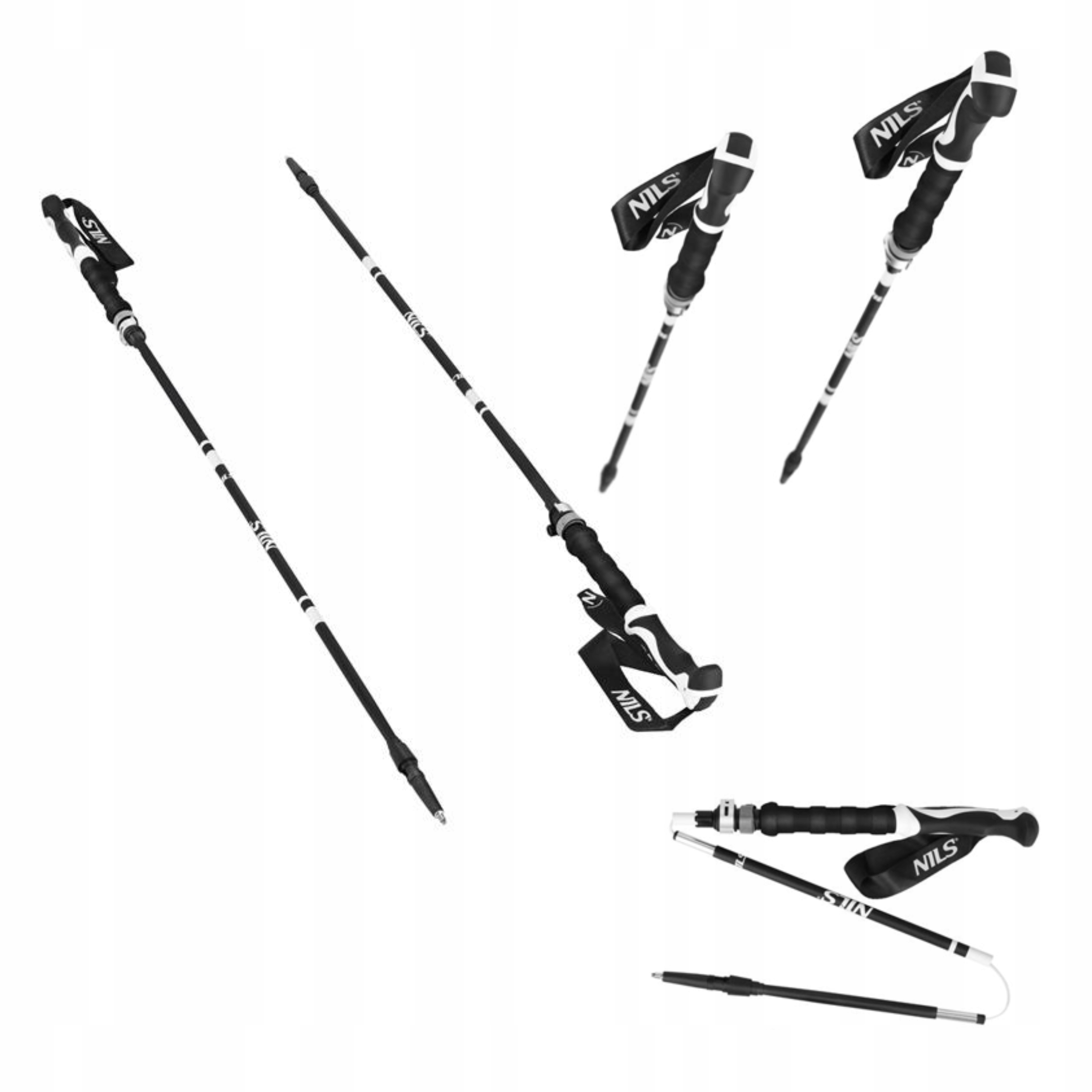 Regulovatelné trekové hole černé pro chůzi Nordic Walking