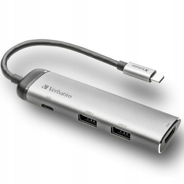 Verbatim Hubový adaptér Usb-c Usb-c/ 2xUSB-A 3.0/HDMI hliníkový/hliníkový