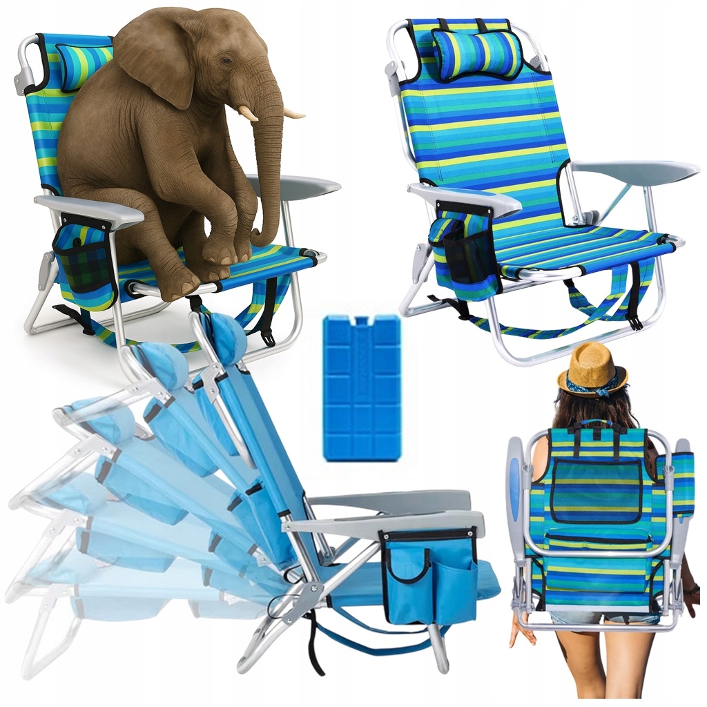 Składany leżak krzesło plażowe ogrodowe turystyczne Z Poduszką z szelkami
