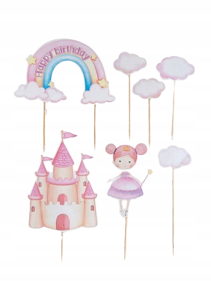 Dekoracja na tort zamek 7 elementów Marka bez marki