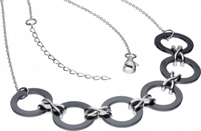 Stříbrný náhrdelník 925 s keramickými kroužky 10,13 g, ideální jako dárek