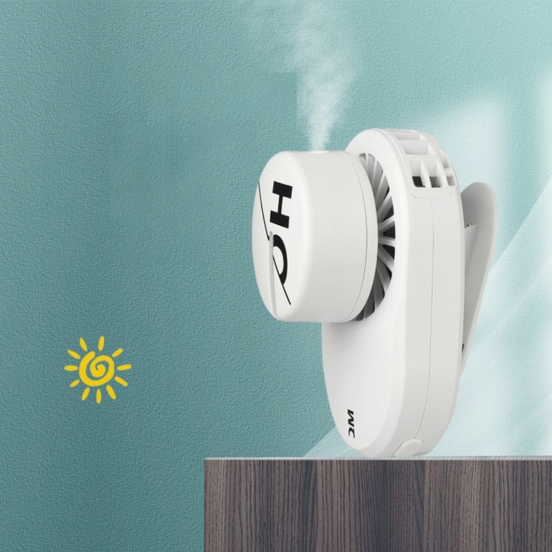 WENTYLATOR WIATRAK MINI PODRÓŻNY USB SMYCZ 3PRĘDKOŚCI + MGIEŁKA CHŁODZĄCA Kolor dominujący biały