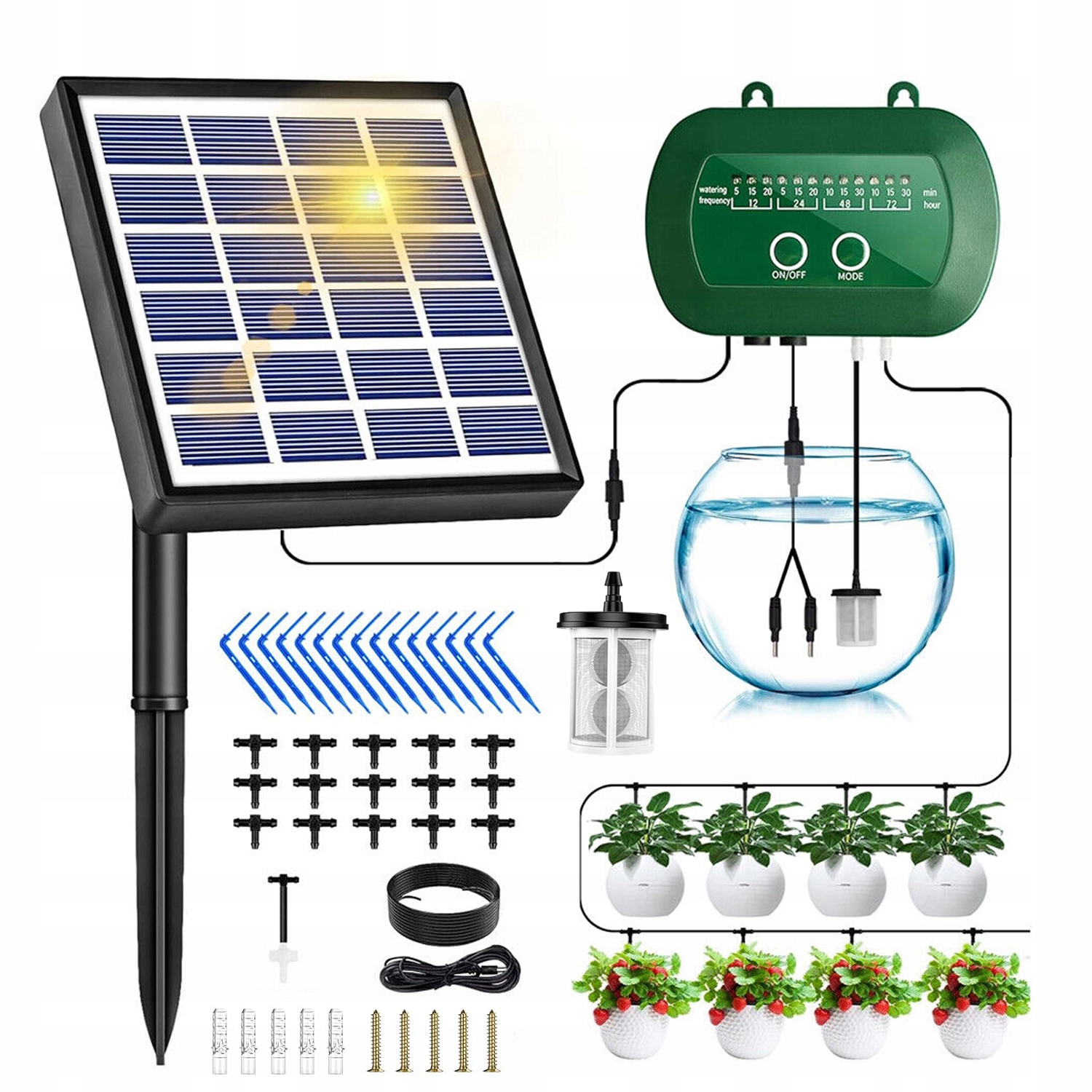 15M Solarny System Nawadniania Ogrodu Automatyczne Kropelkowe Do 15 Roślin