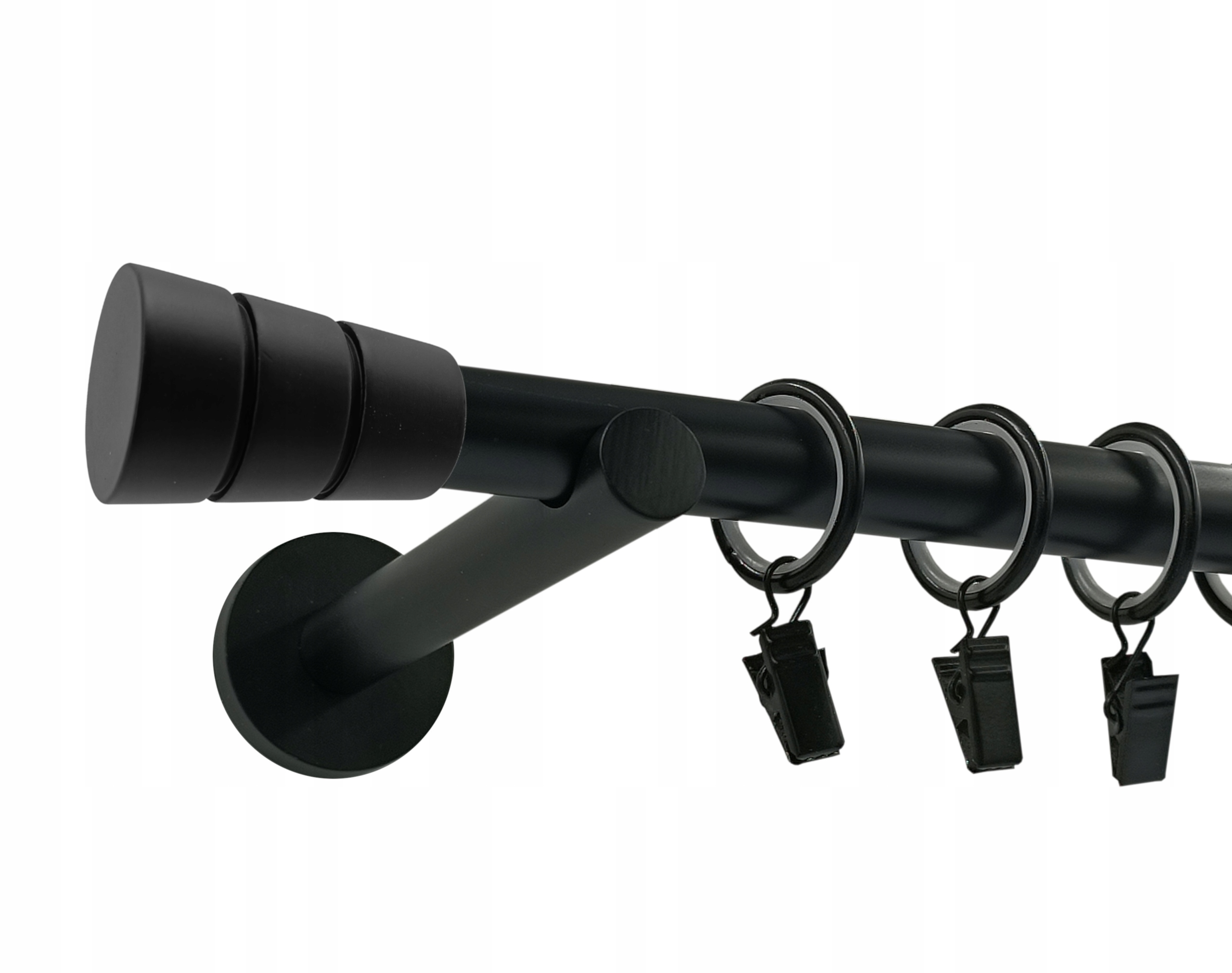 Jednoduchá Garnýž Moderní kovový černý mat 19 mm 400 cm válec basic