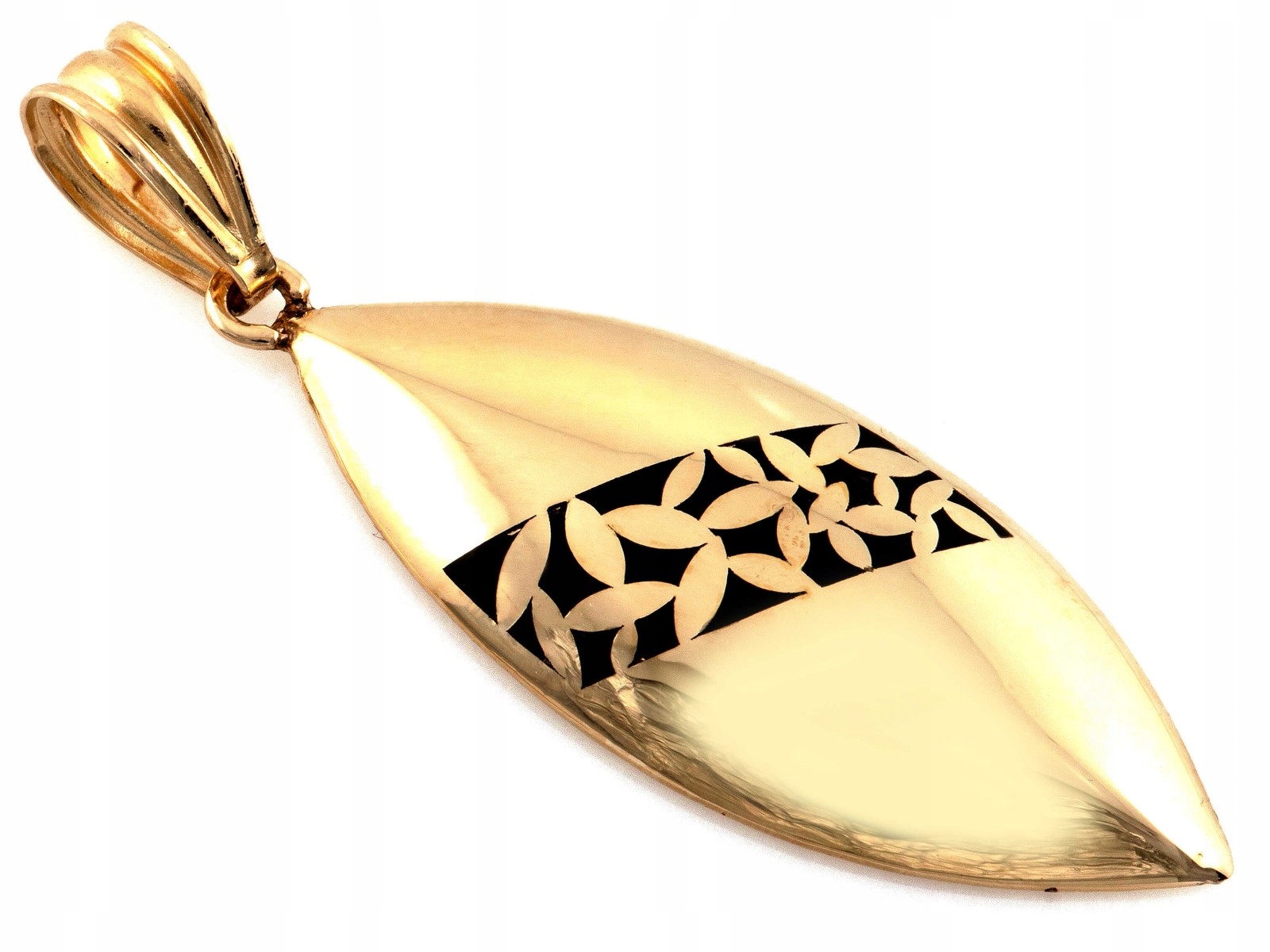 Zlatý přívěsek ryzost 585 dlouhý tuhý s černým smaltem, váha 1.54 g dárek