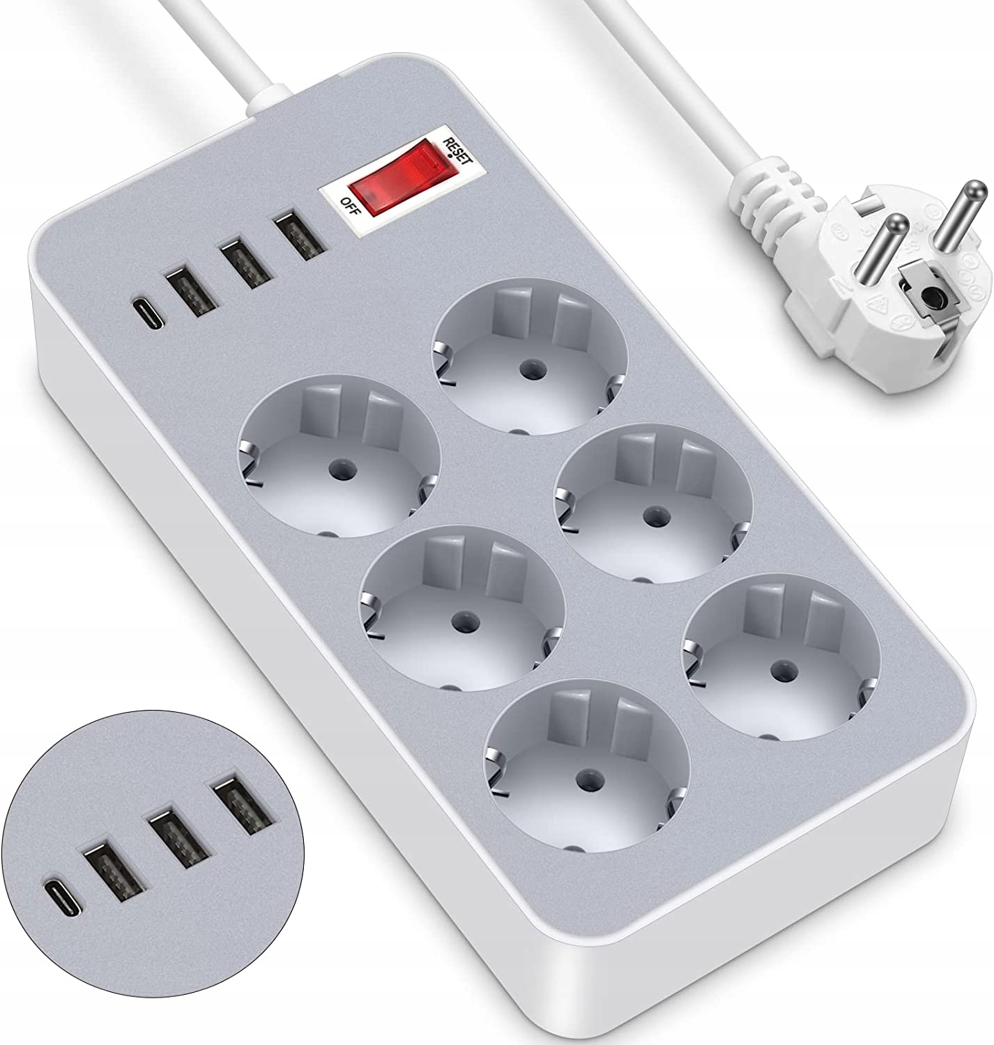 

Listwa zasilająca 10w1 6 gniazd 3x Usb 1xUSB-C
