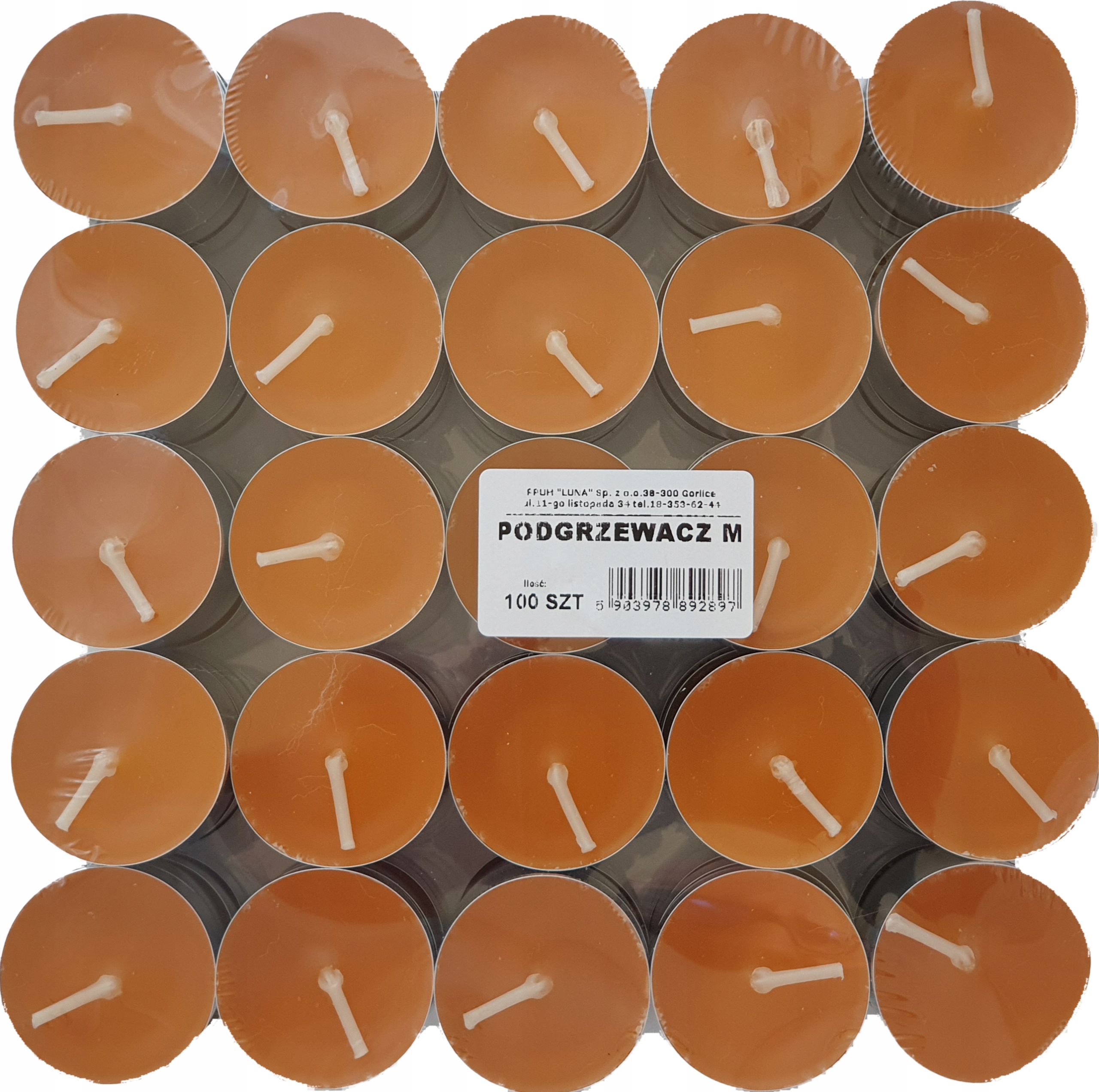 

świece podgrzewacze tealight pomarańczowe 100 szt