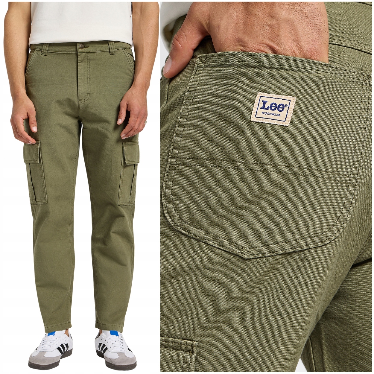 Lee Cargo Pant MercantileGreen Workwear látkové kalhoty kapsáče W33 L32