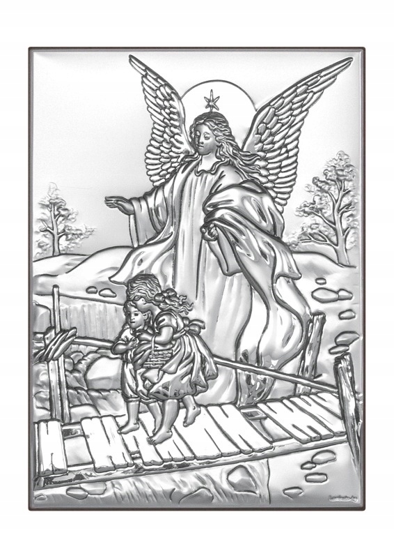 Strieborný obrázok Anjel strážny Gravírovanie Zadarmo! 6349/3