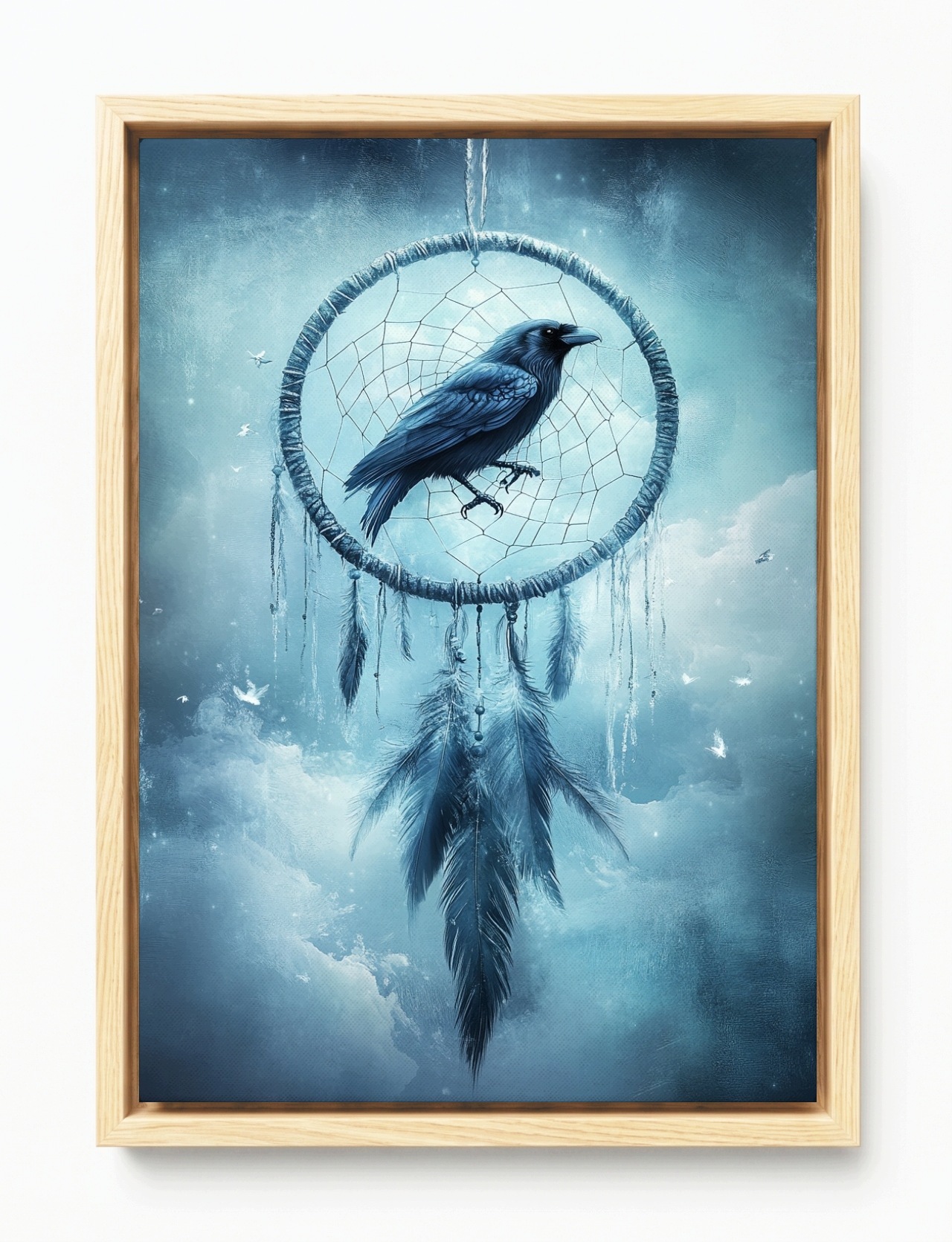 Obraz Rám Americký Box Lapač Snů Havran Pták Pera Fantasy Gothic 40x60