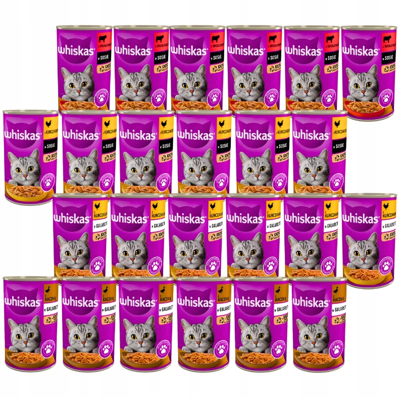 Levně Whiskas Mix Chutí Mokré Krmivo Pro Kočky dospělé kočky 24x400g konzervy 9,6 kg