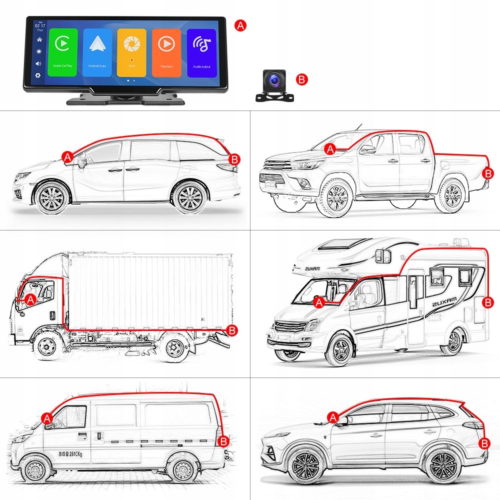 STACJA RADIO MULTIMEDIALNA MONITOR ANDROID AUTO APPLE CARPLAY DVR 2 KAMERY Stan opakowania oryginalne