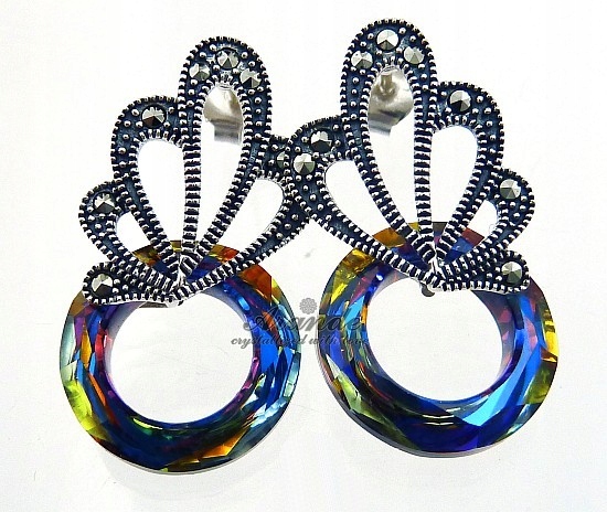 Krystaly Unikát náušnice Volcano Ring Adore Stříbro