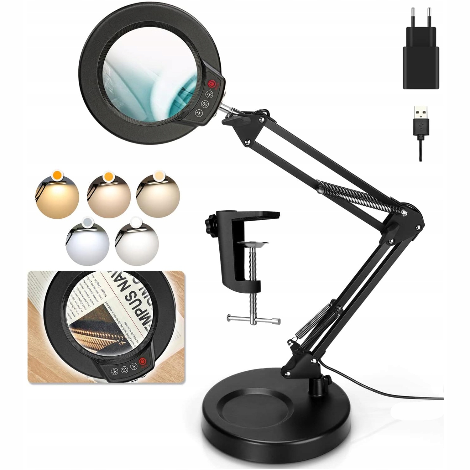 Stolní Led lampa Kreslící kosmetická lampa 10x Zvětšovací Lupa