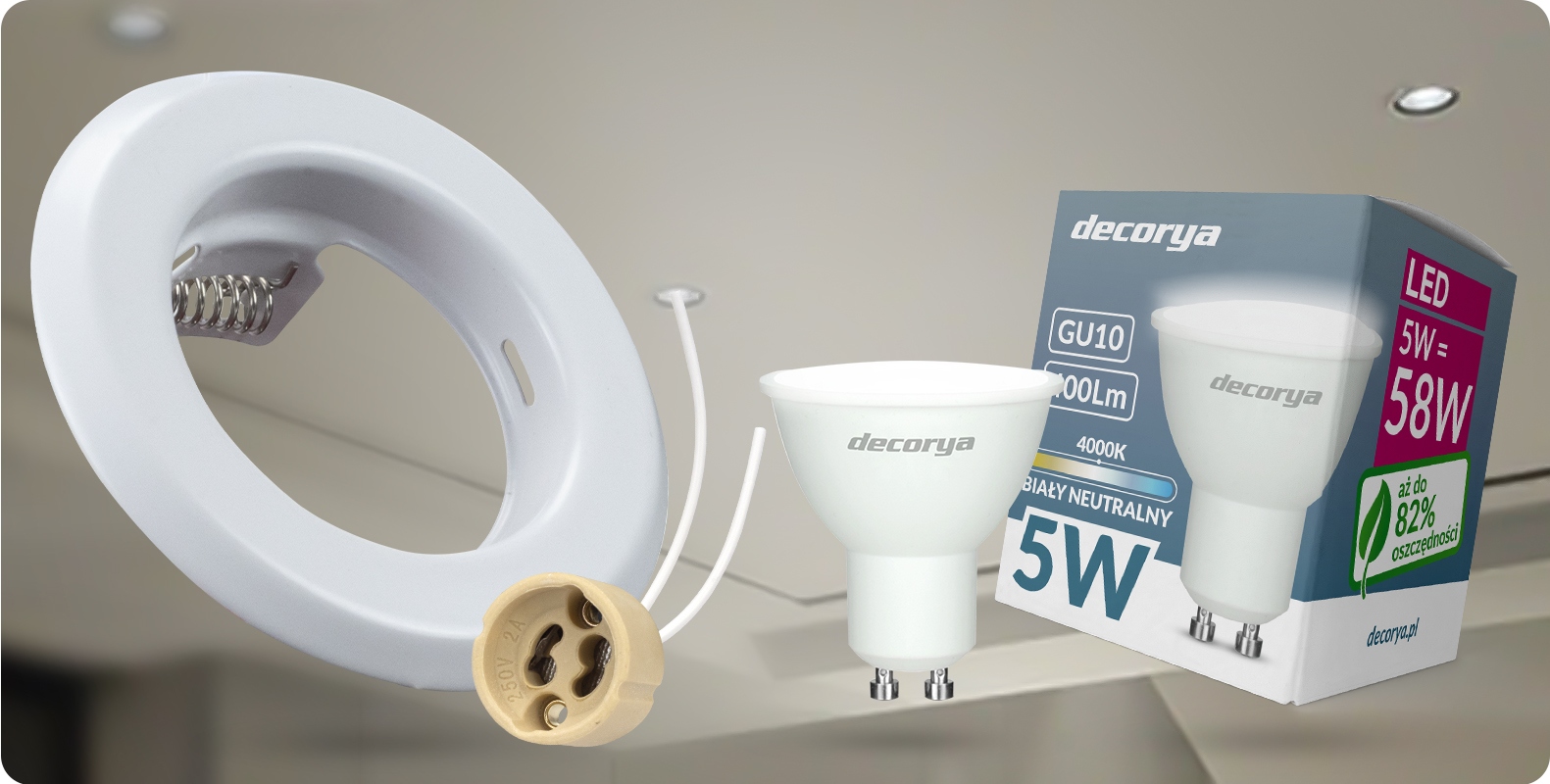 OCZKO SUFITOWE LED OPRAWKA + ŻARÓWKA GU10 Zasilanie sieciowe