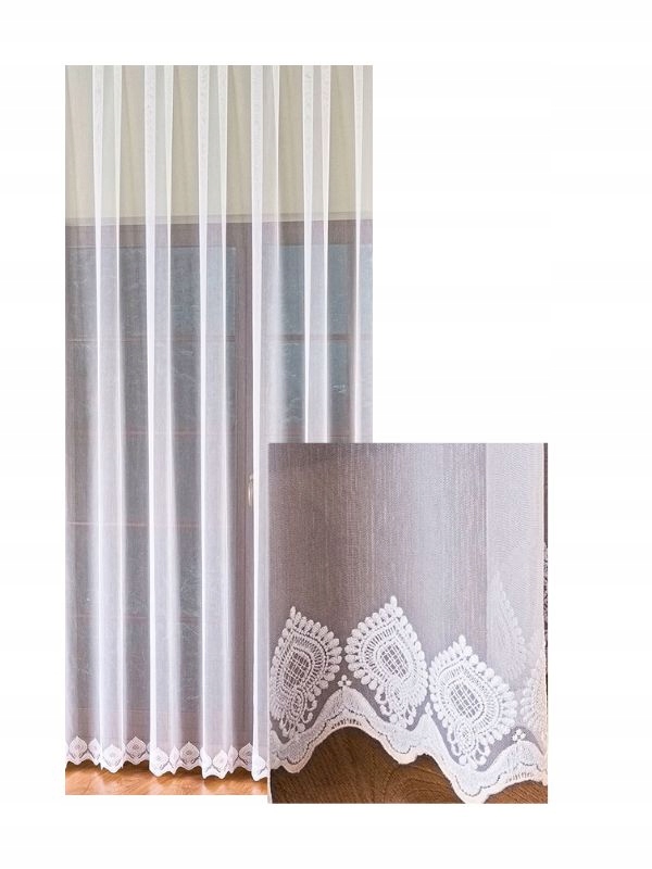 Záclona Bílá Výšivka Spodní část Elegantní Jednoduchá s páskou na žabky Tunel š.130x150