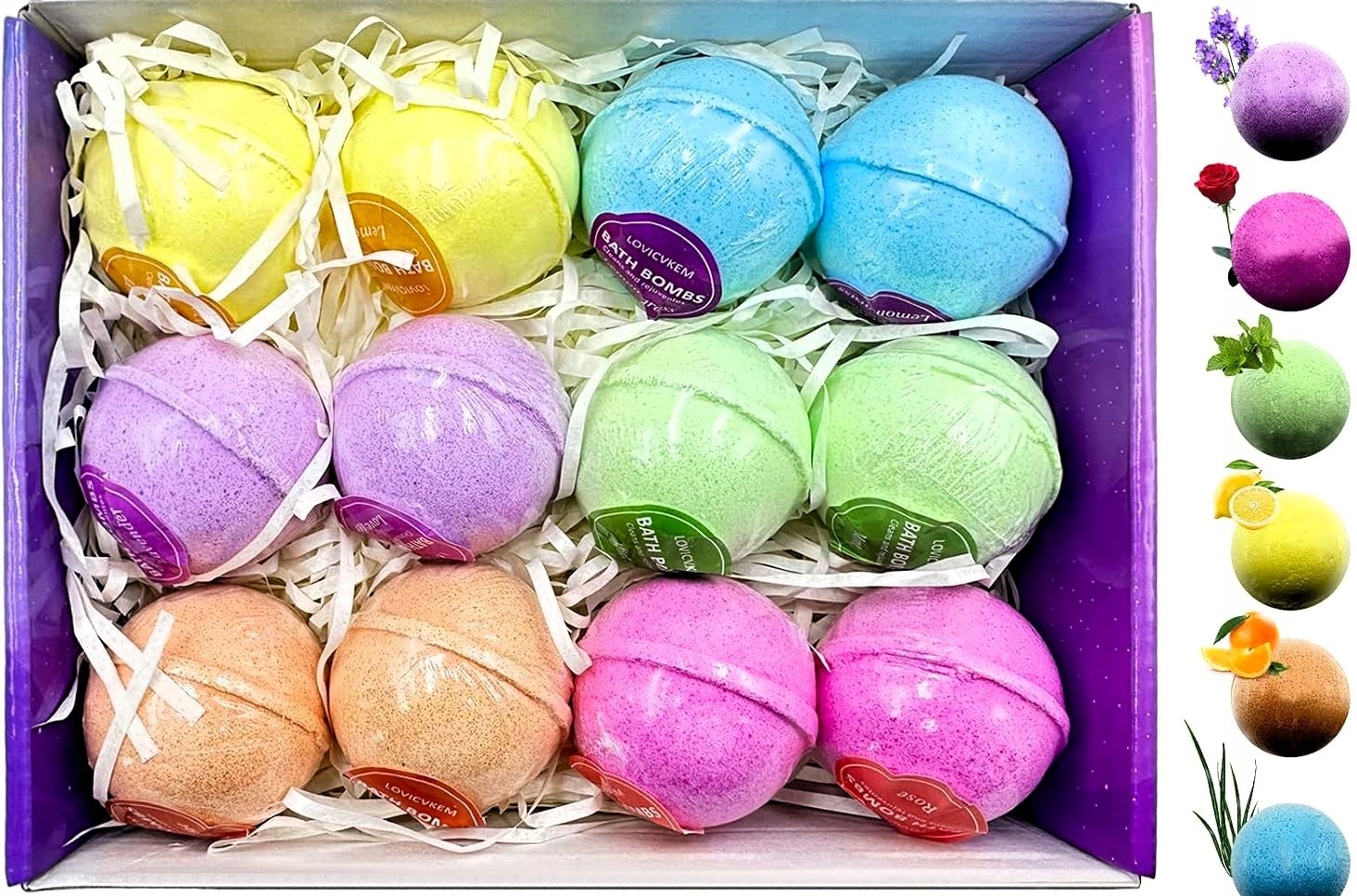 BOMBY DO KĄPIELI ZESTAW 12 SZTUK RÓŻNE ZAPACHY KULE KĄPIELOWE SUPER JAKOŚĆ Marka inna marka