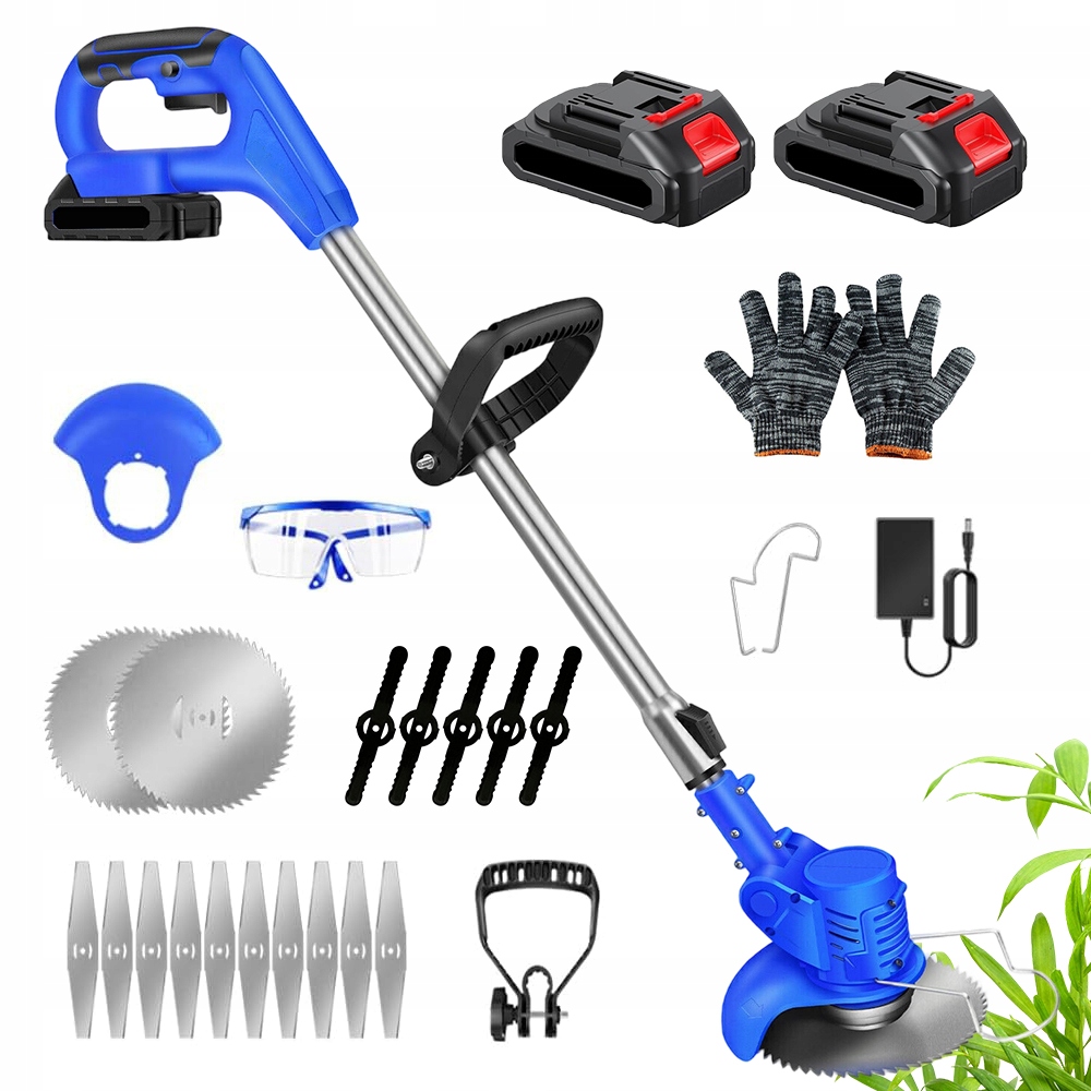 Křovinořez Set Sekačka Vyžínač Silná Čepel Brýle Rukavice