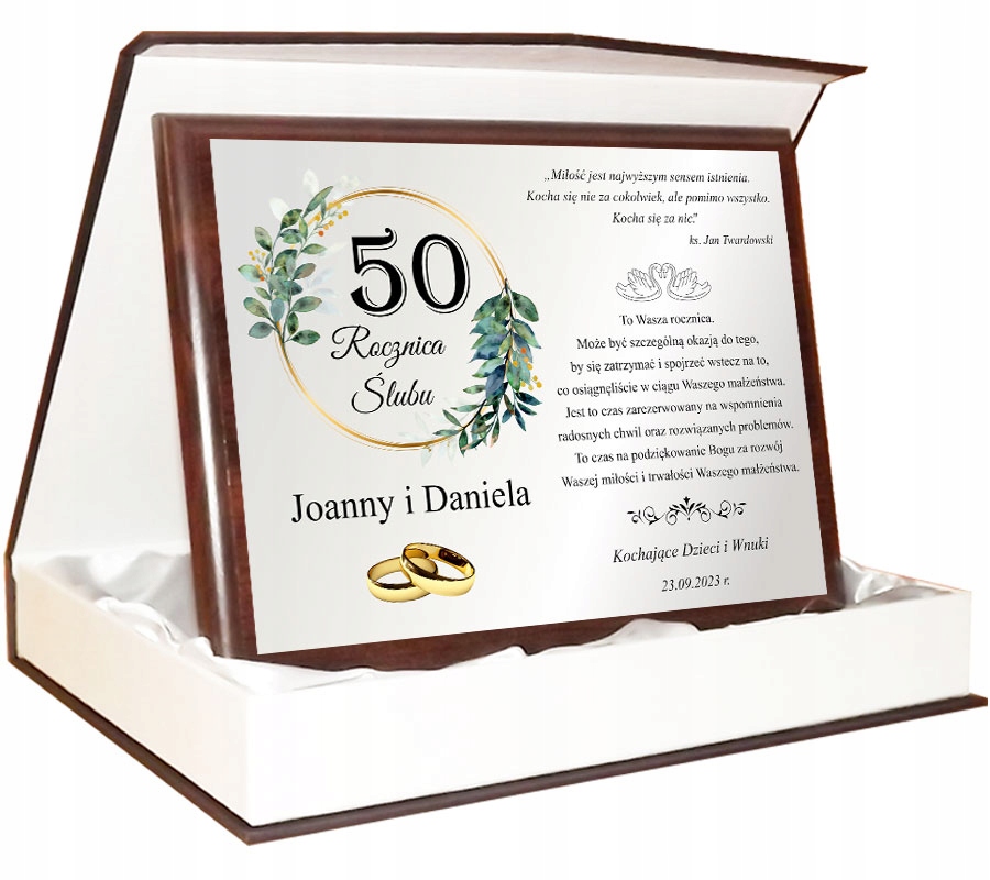 Na Jubileusz Rocznicę Ślubu Pamiatka 5 10 15 20 25 30 40 50 Etui