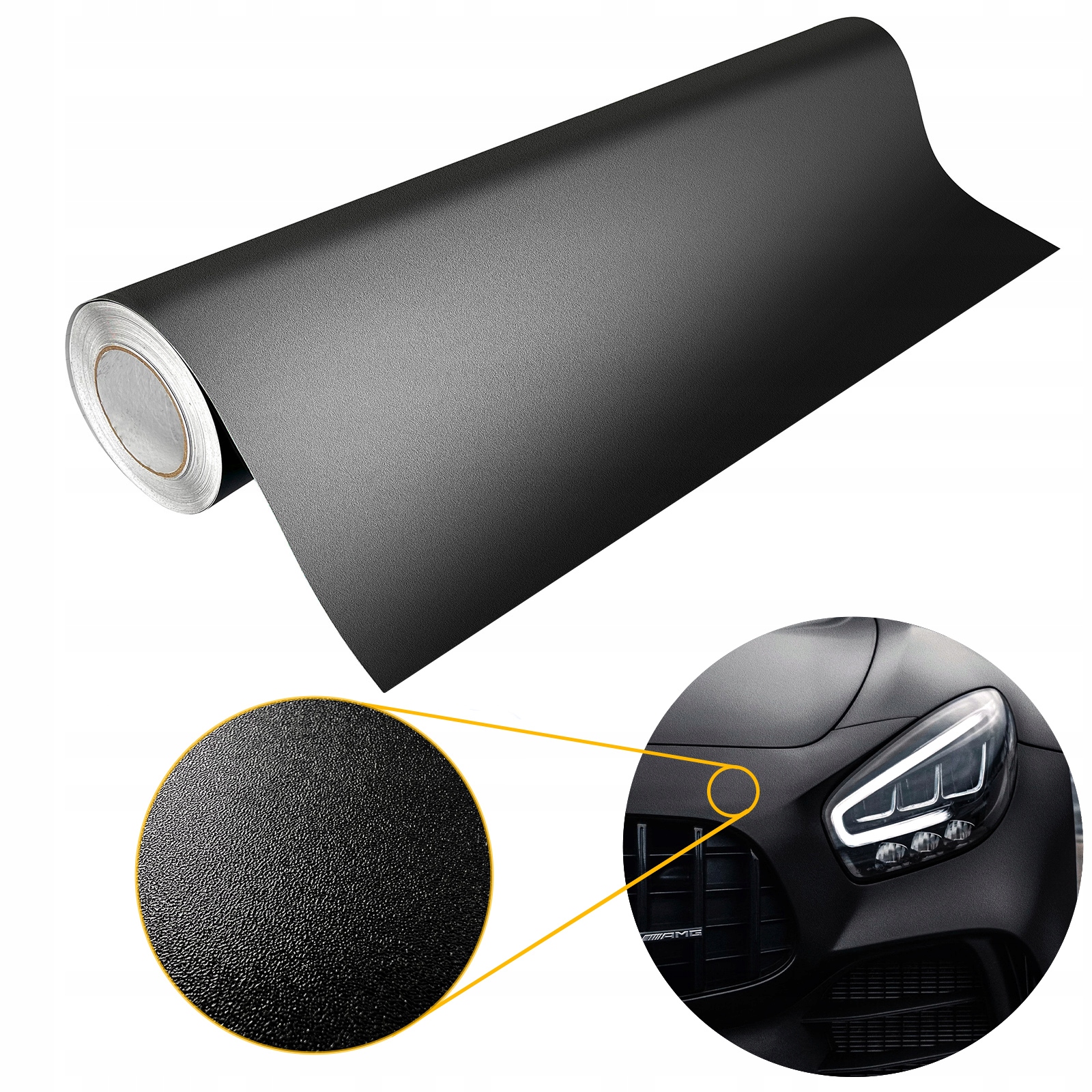 Automobilová dýha Fólie Černá Strukturální Kanálové lepidlo Šířka 100 cm