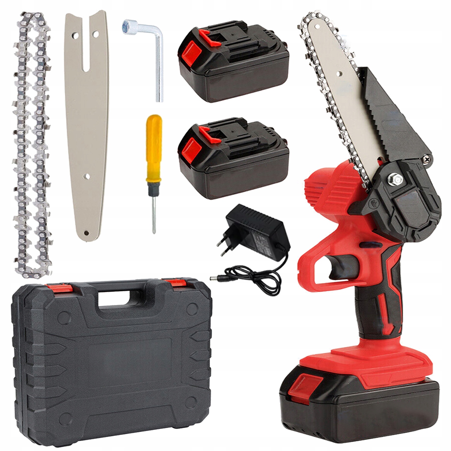 Aku Řetězová Pila Mini 6" 1280W 2x Aku