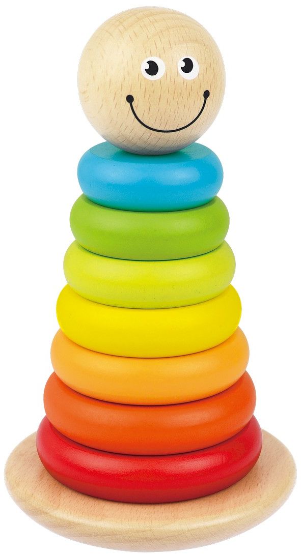 KOLOROWY DREWNIANY SORTER PIRAMIDKA SMILY PLAY
