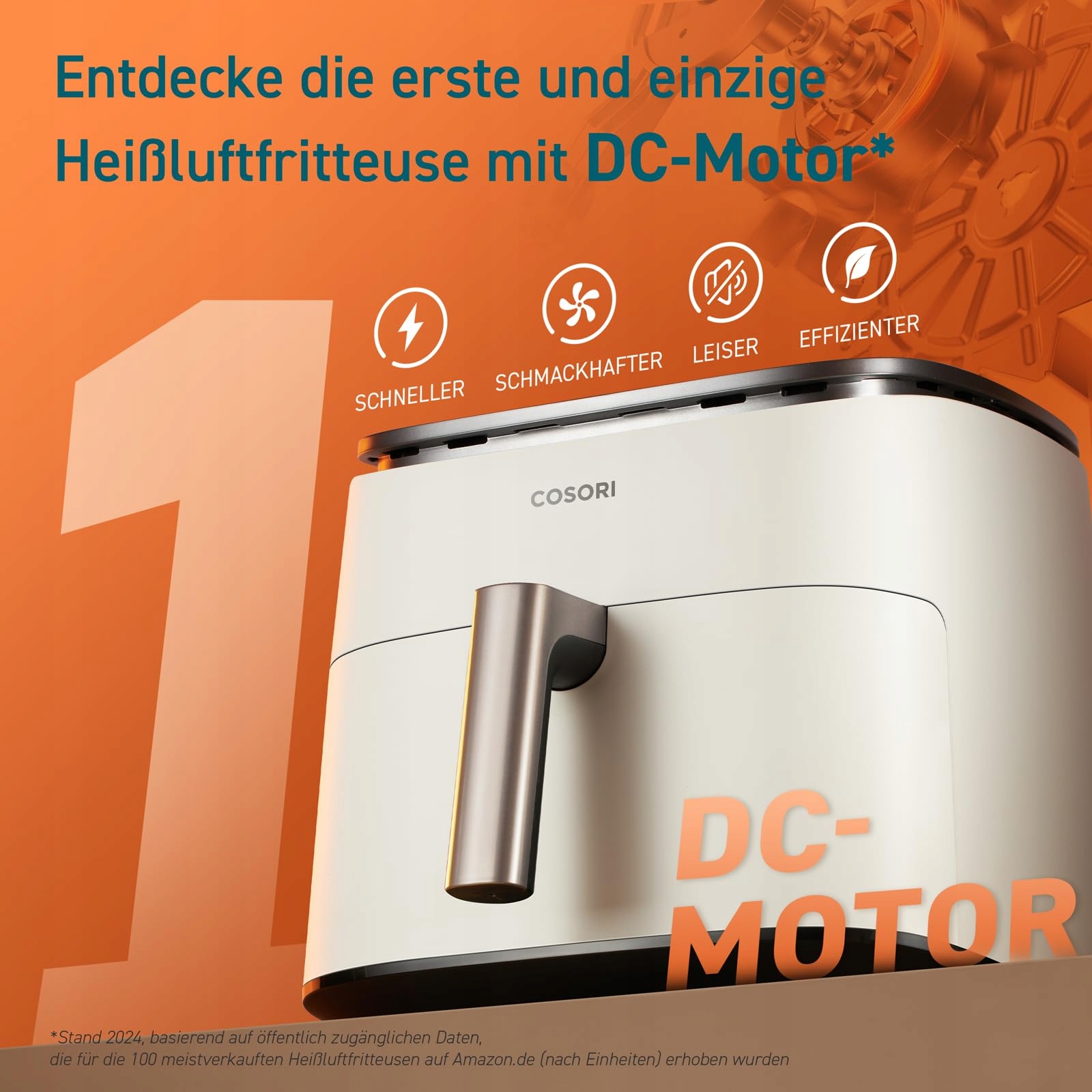 COSORI Frytkownica Beztłuszczowa 9w1 XXL 6L Cicha Energooszczędna Biała — miniatura 2