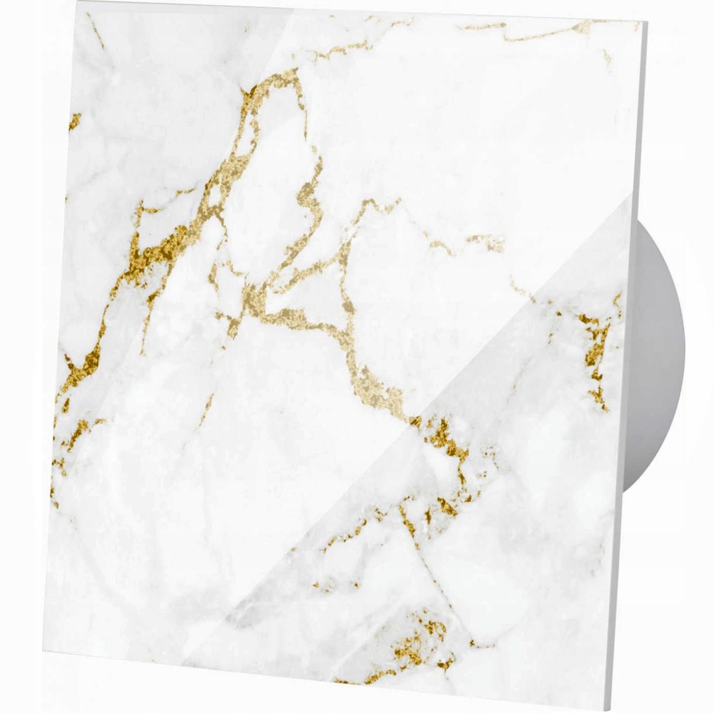 Sklenený Ventilátor Mramor Bielo-zlatý Časovač Fi125