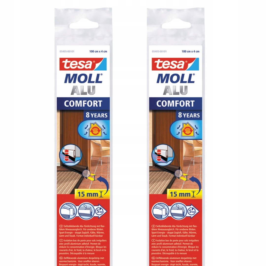 Tesa Kartáčová těsnící lišta pod dveře samolepicí hnědá 1m x 40mm 2ks