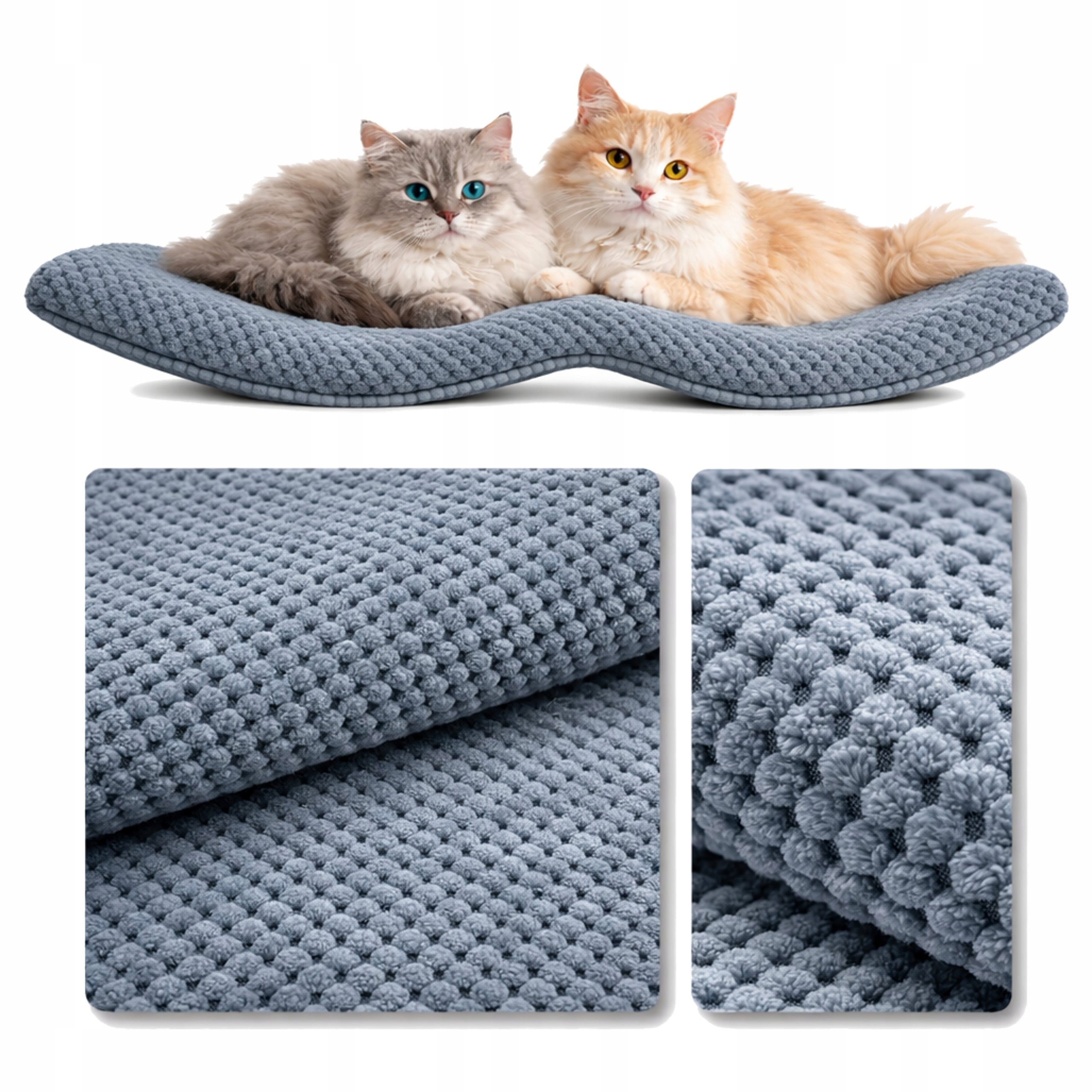 Pelíšek Nástěnná Polička Pro Kočky Dvojitý Oblouk 100x32x4 Dot Blue Gray