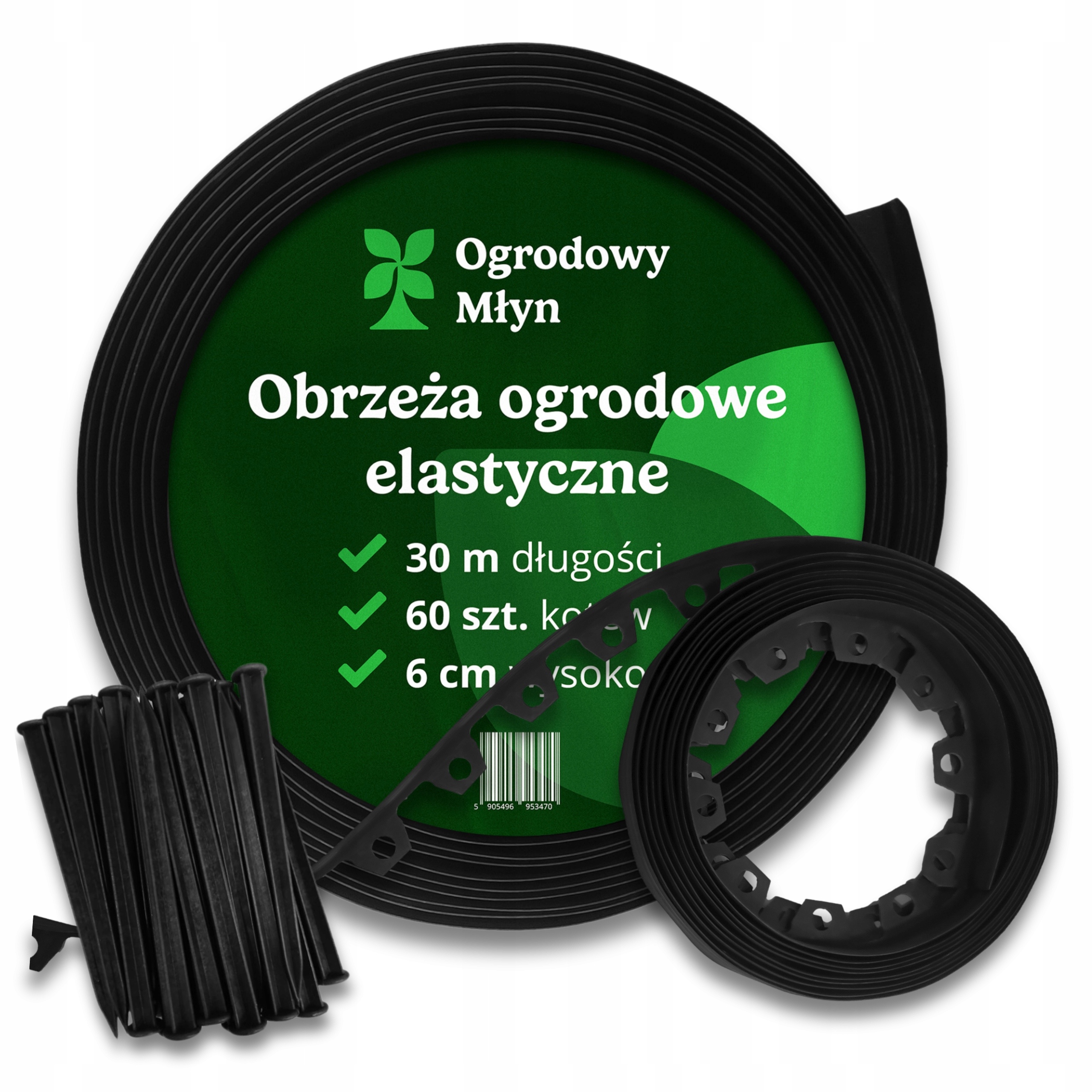 Obrzeże Trawnikowe plastikowe ogrodowe elastyczne 30 m 6 cm Kotwy 19cm