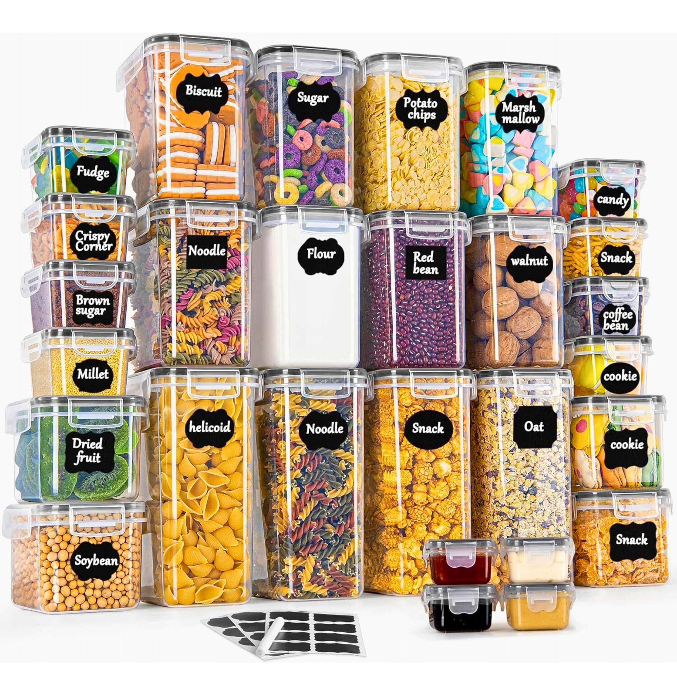 Kuchyňské Nádoby Na Potraviny, Multifunkční, 28 Ks Etiket