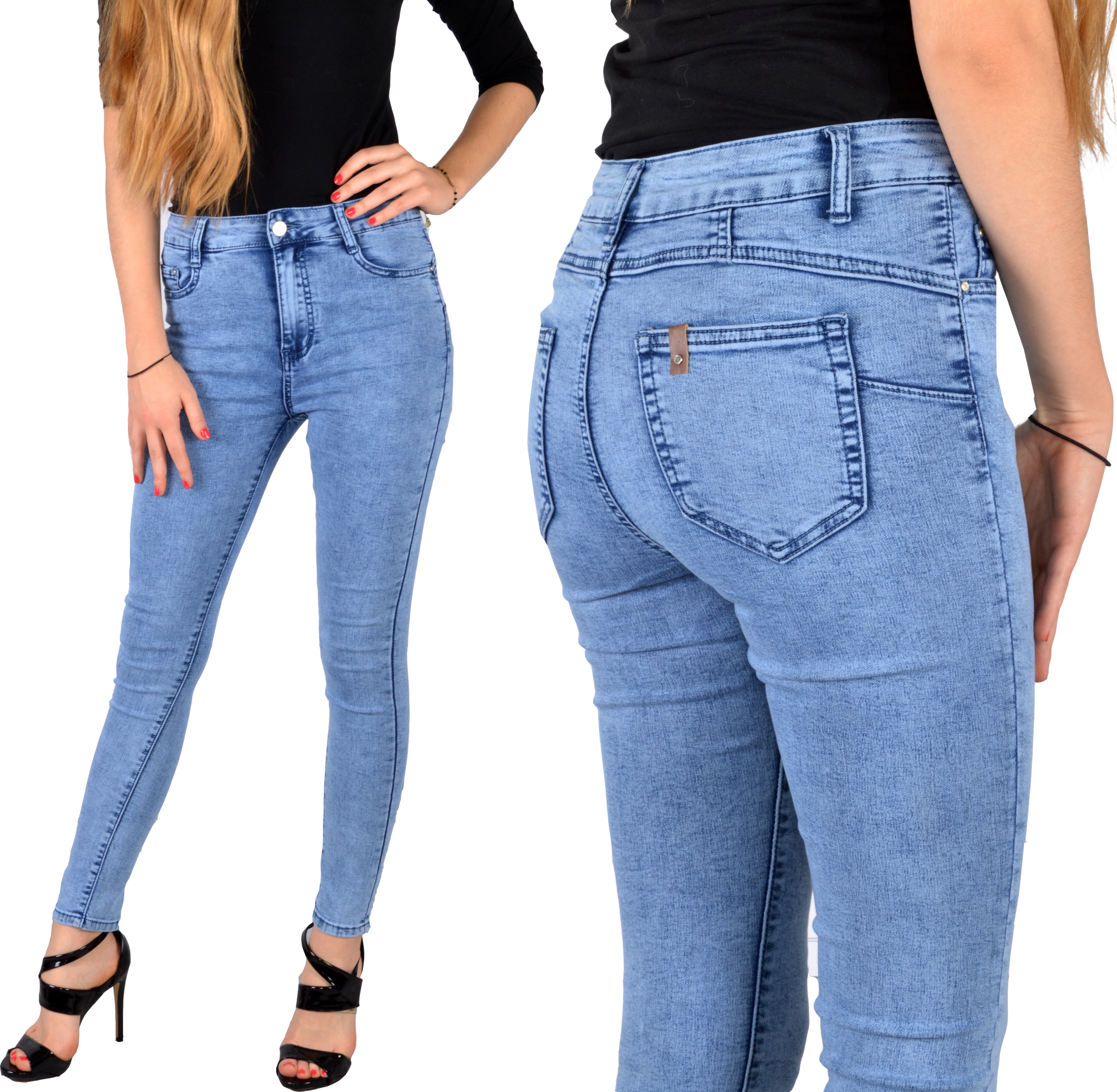 

Spodnie Jeansy Wysoki Stan Jeansowe Push-Up Skinny