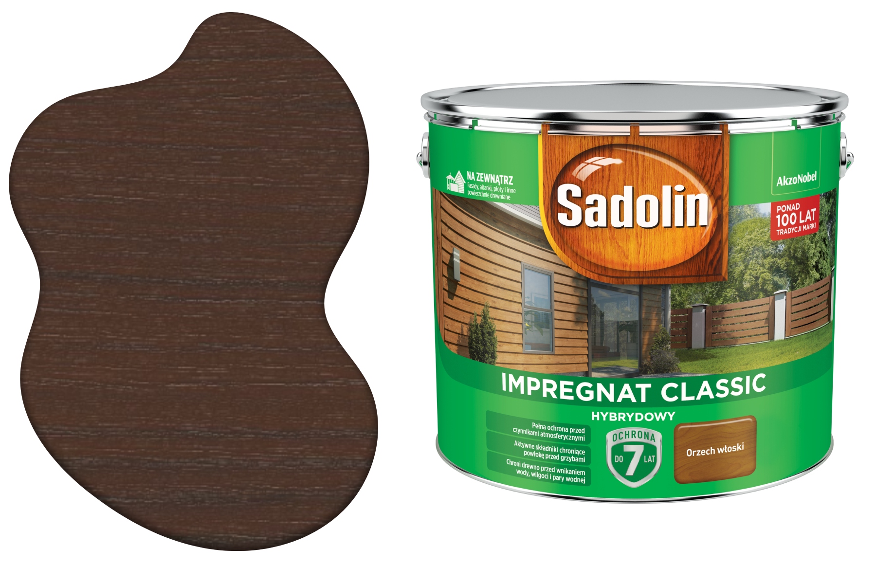 Sadolin Impregnat Orzech Włoski 9L Do Drewna Hybrydowy Dekoracyjny Wiezby